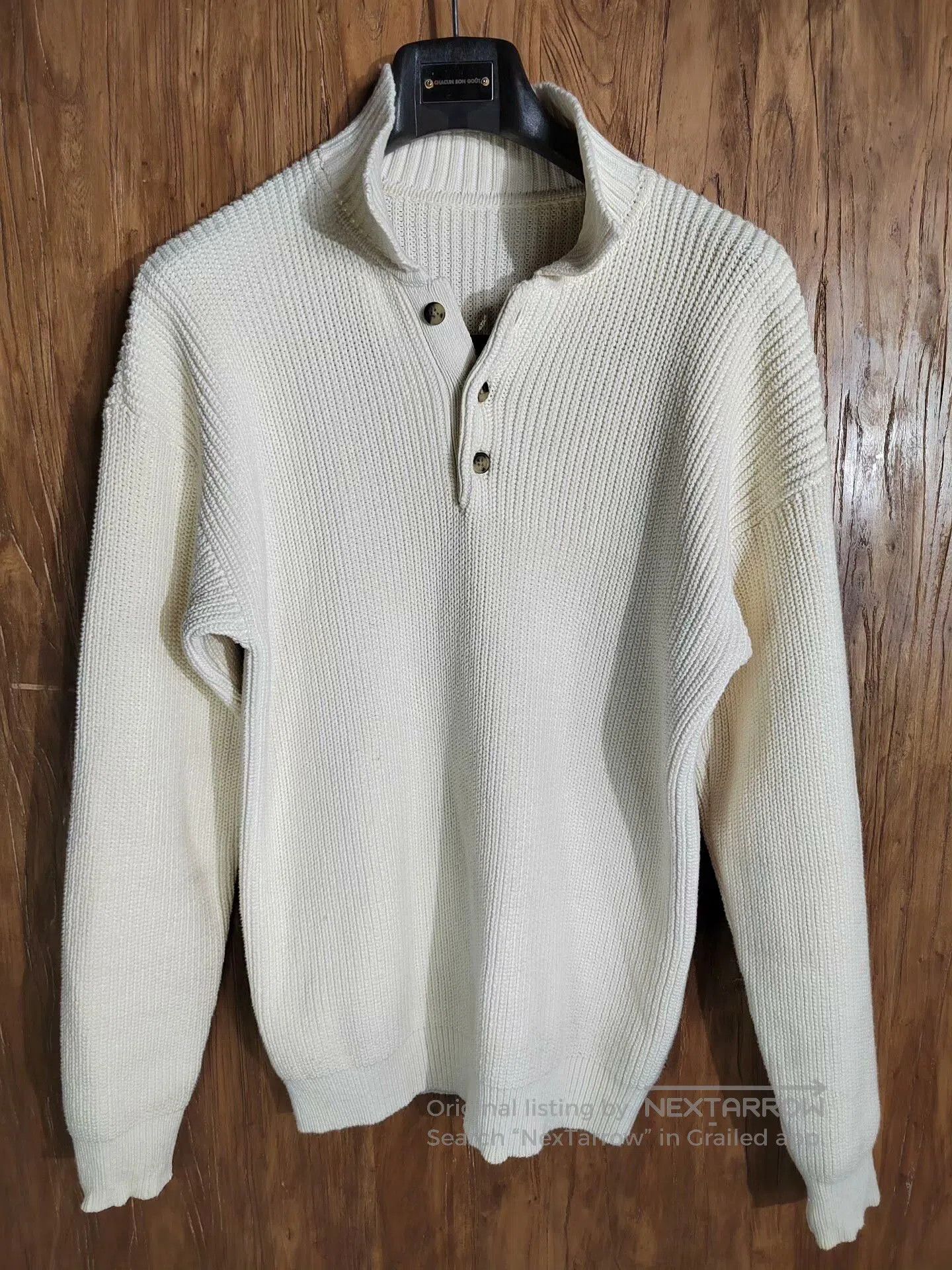 Designer Knit Sweater with Brass Buttons.