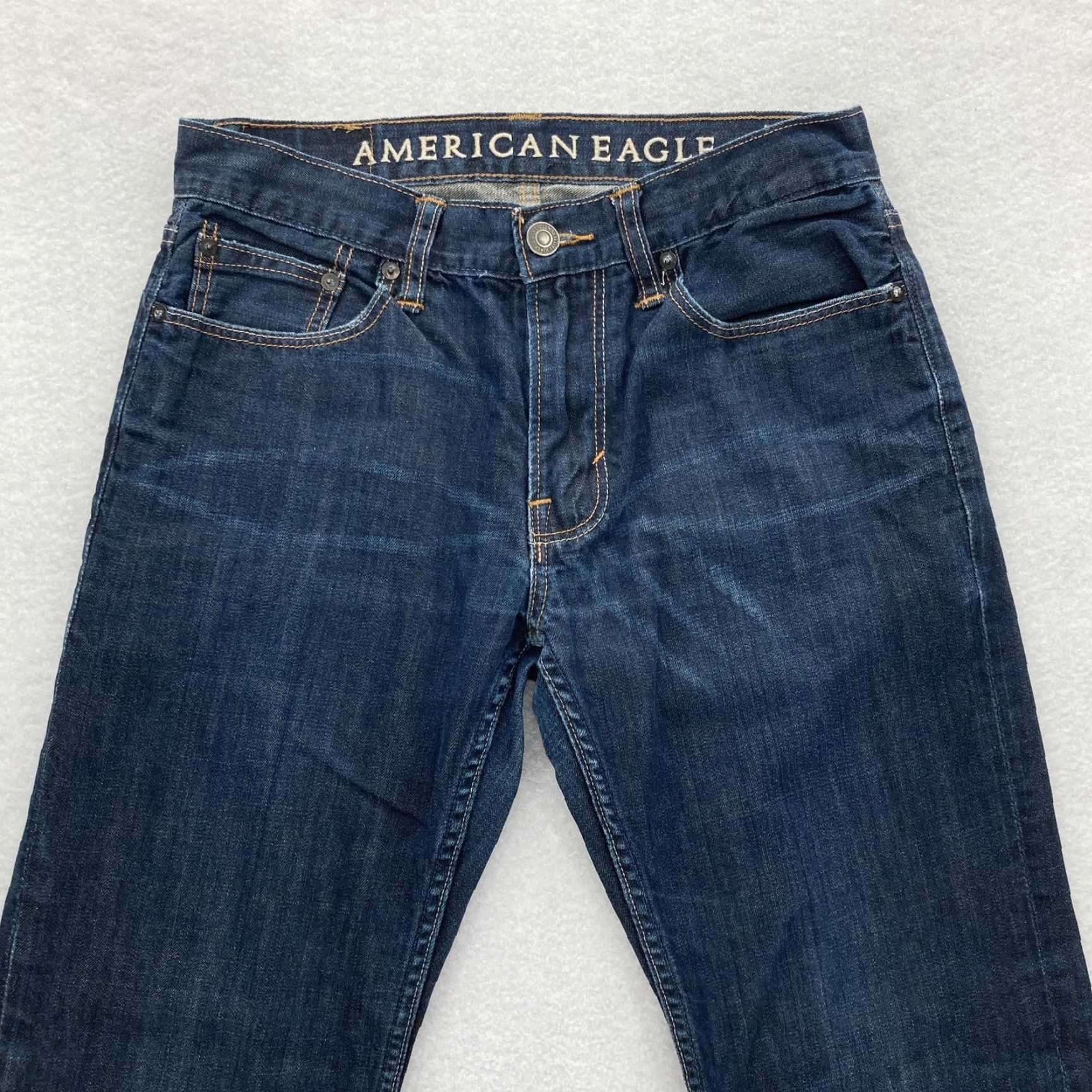 American Eagle Outfitters AMERICAN EAGLE Jeans Men 29x30 Blue Dark Wash Original Straight Leg Size US 29 - 2 Thumbnail
