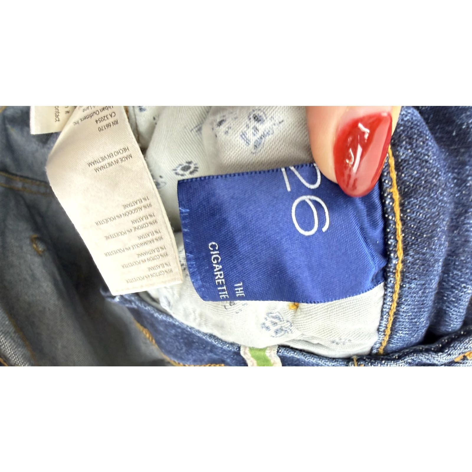 Vintage Pilcro Anthropologie Jeans Womens 26 Blue The Cigarette Slim Straight Denim Raw Hem Stretch Size 26" / US 2 / IT 38 - 7 Thumbnail