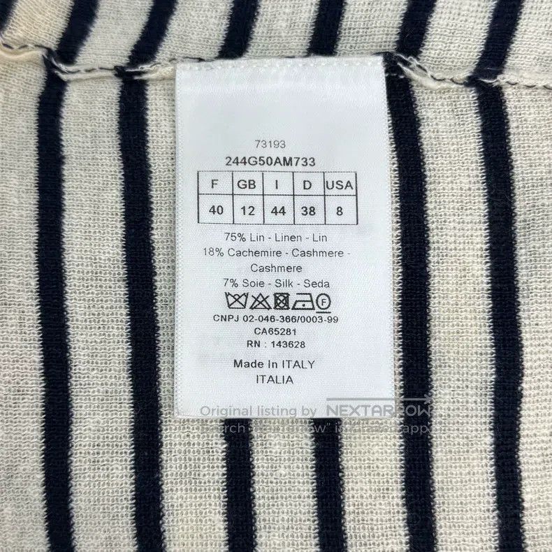 Dior Dior Beige dark blue striped knitted cardigan coat Size S / US 4 / IT 40 - 6 Thumbnail