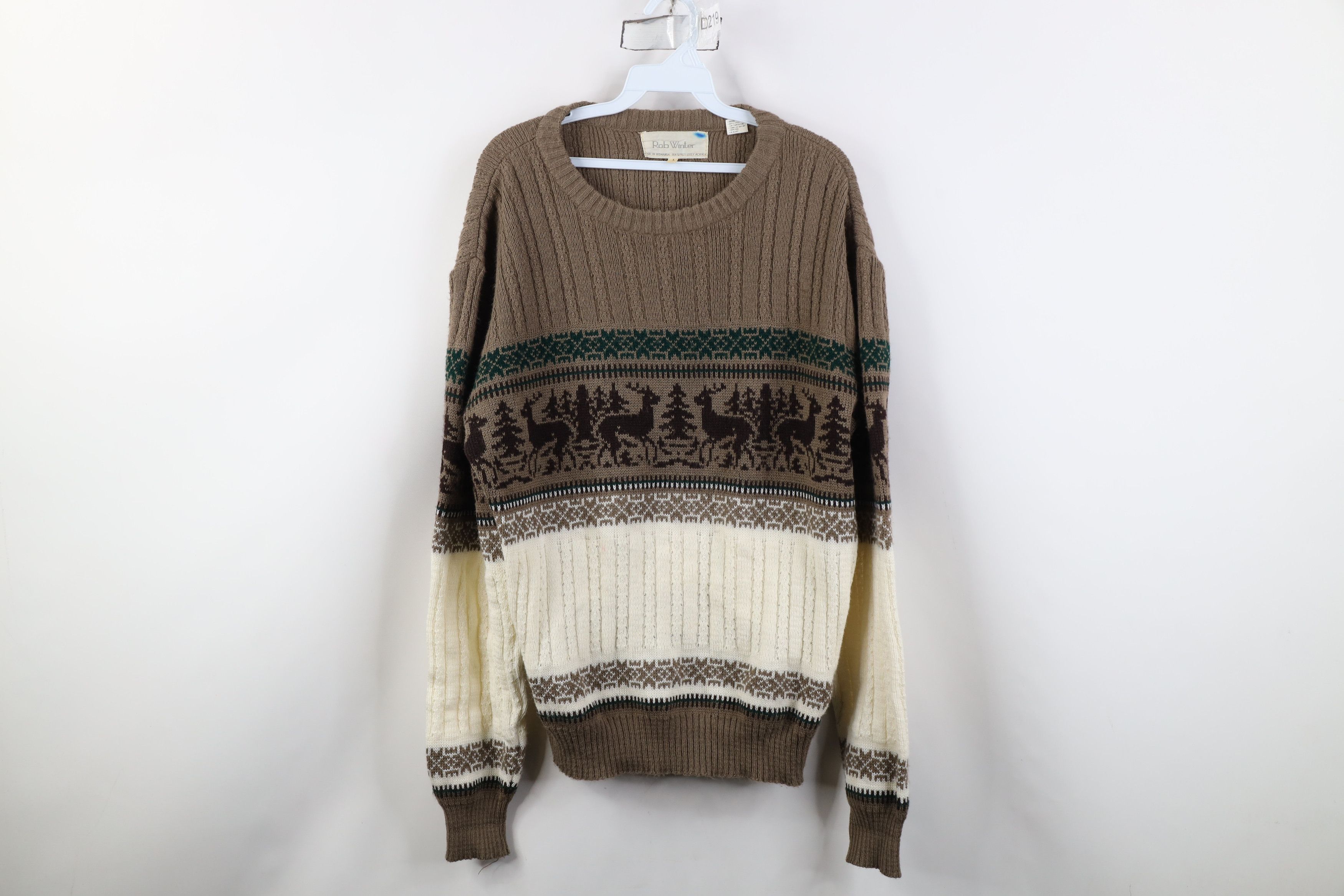 Vintage Vintage 70s Streetwear Fair Isle Cable Knit Crewneck Sweater Size US L / EU 52-54 / 3 - 1 Thumbnail