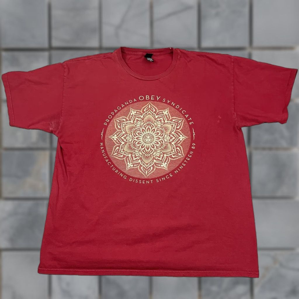Obey VINTAGE OBEY T SHIRT Adult XL Red Graphic Print Crew Neck Short Sleeve Men Art Rare 90s Y2K Fairy Mandala Tee Sheapard Fairy Size US XL / EU 56 / 4 - 1 Thumbnail