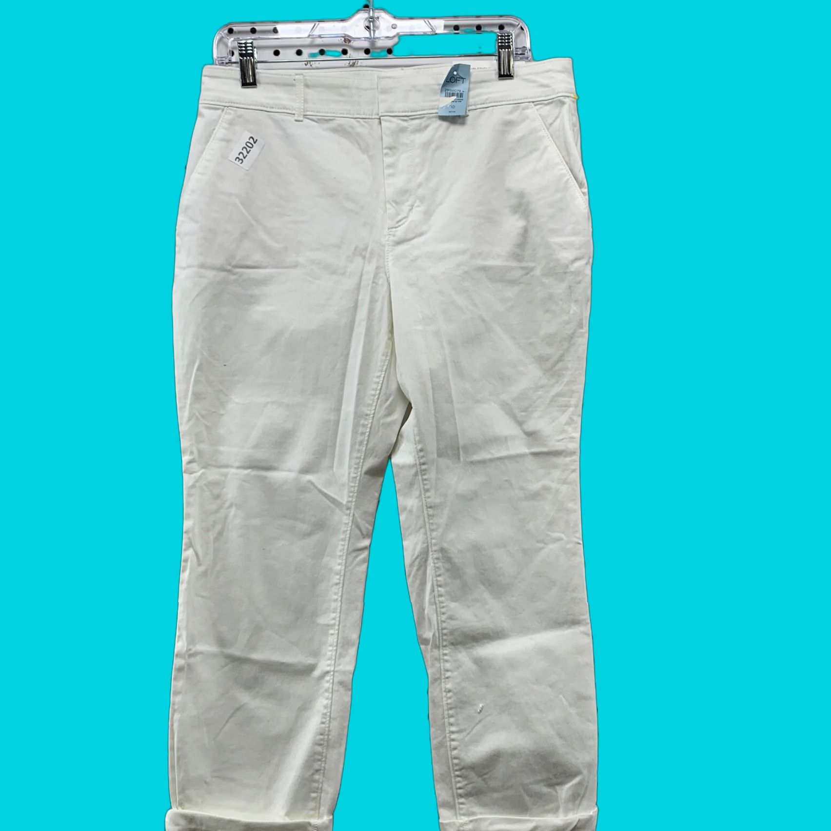 Ann Taylor Loft Girlfriend Chino Pants Women Size 10P Petite White 31x23 NWT Size 32" / US 10 / IT 46 - 1 Thumbnail