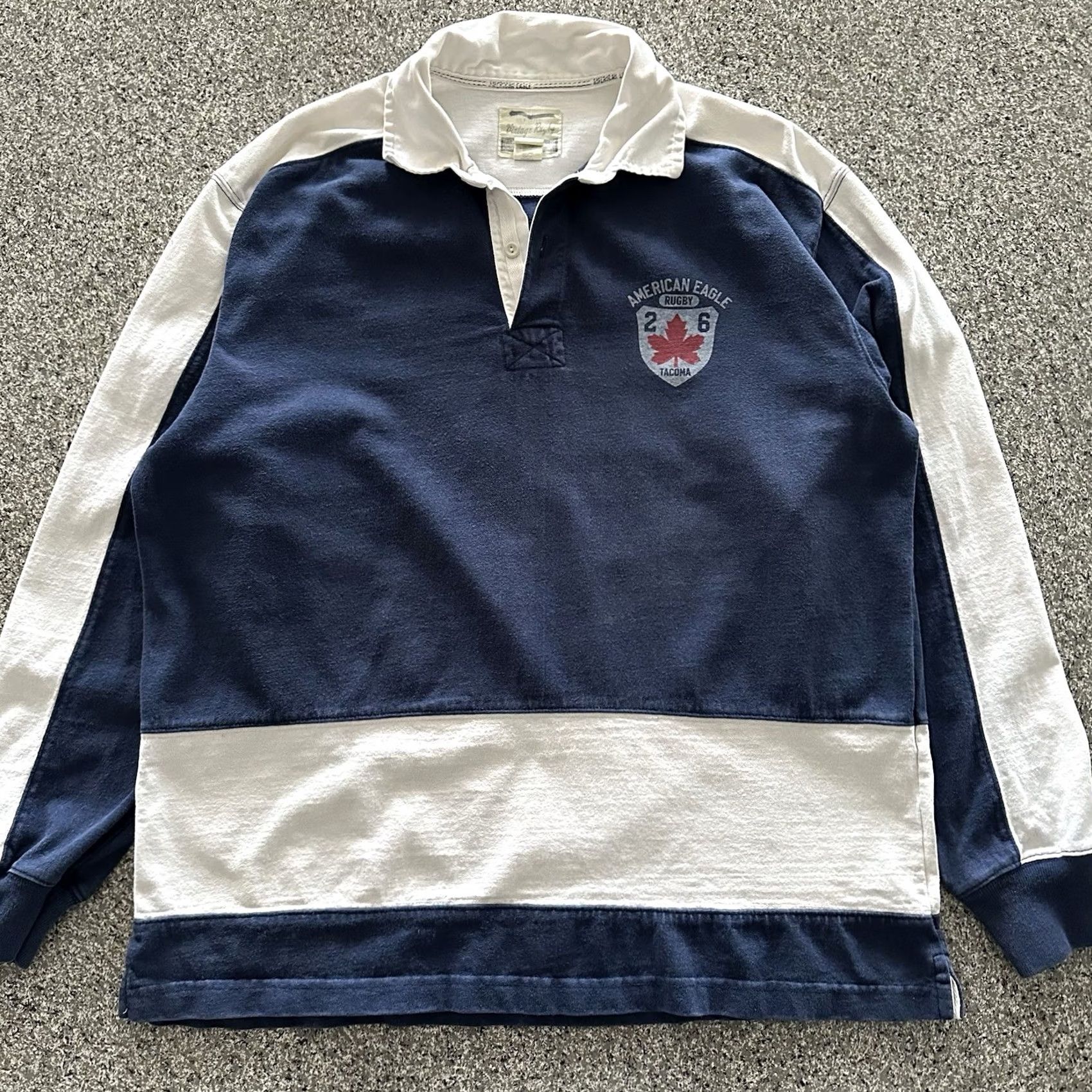 American Eagle Outfitters VINTAGE American Eagle Outfitters Rugby Polo Mens L Blue White Cotton Shirt Mens L Blue White Rugby Decade/Theme: None Size US L / EU 52-54 / 3 - 2 Thumbnail