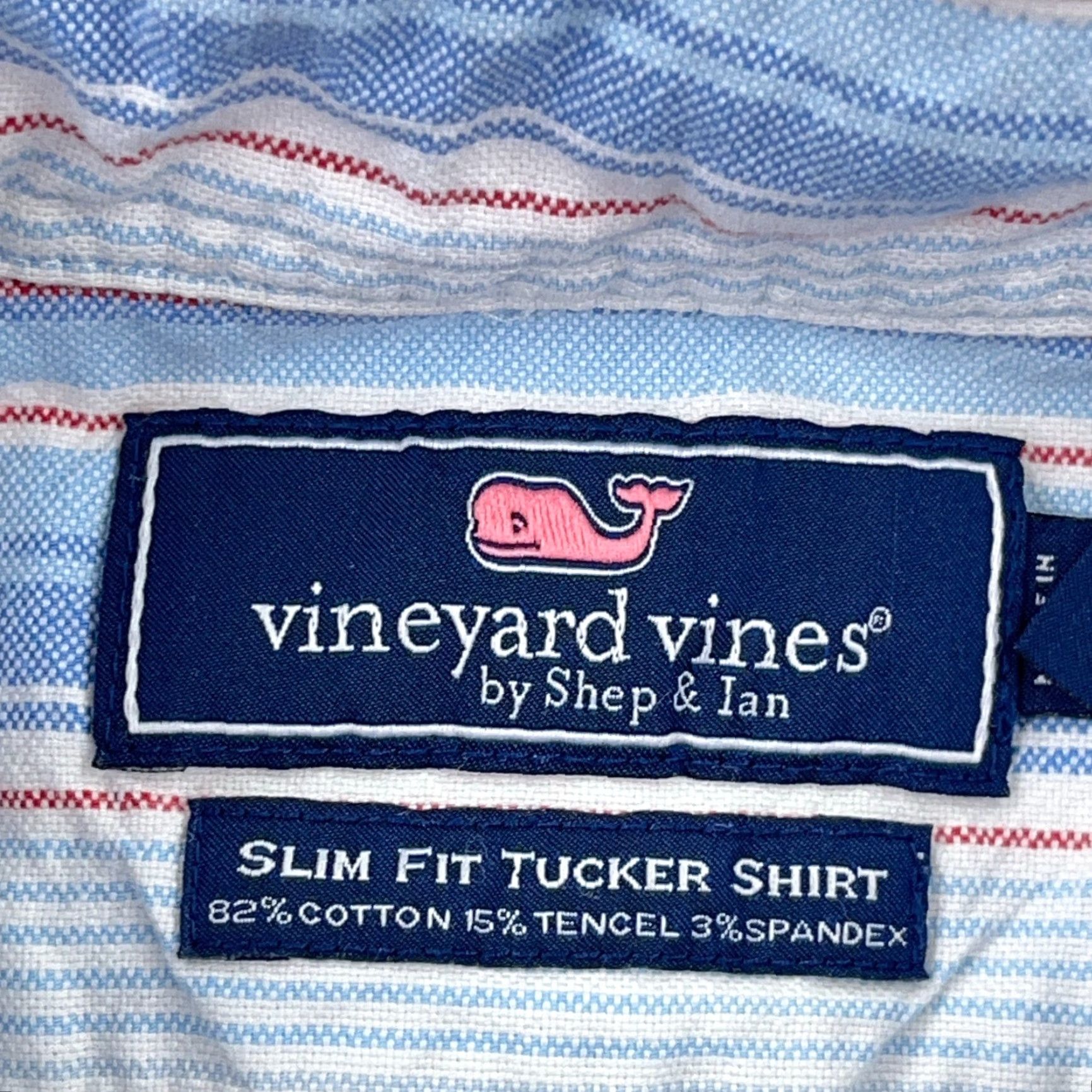 Vineyard Vines VINEYARD VINES Shirt Men Medium Blue Button Up Slim Fit Tucker Dress Camp A29* Size 40R - 3 Thumbnail