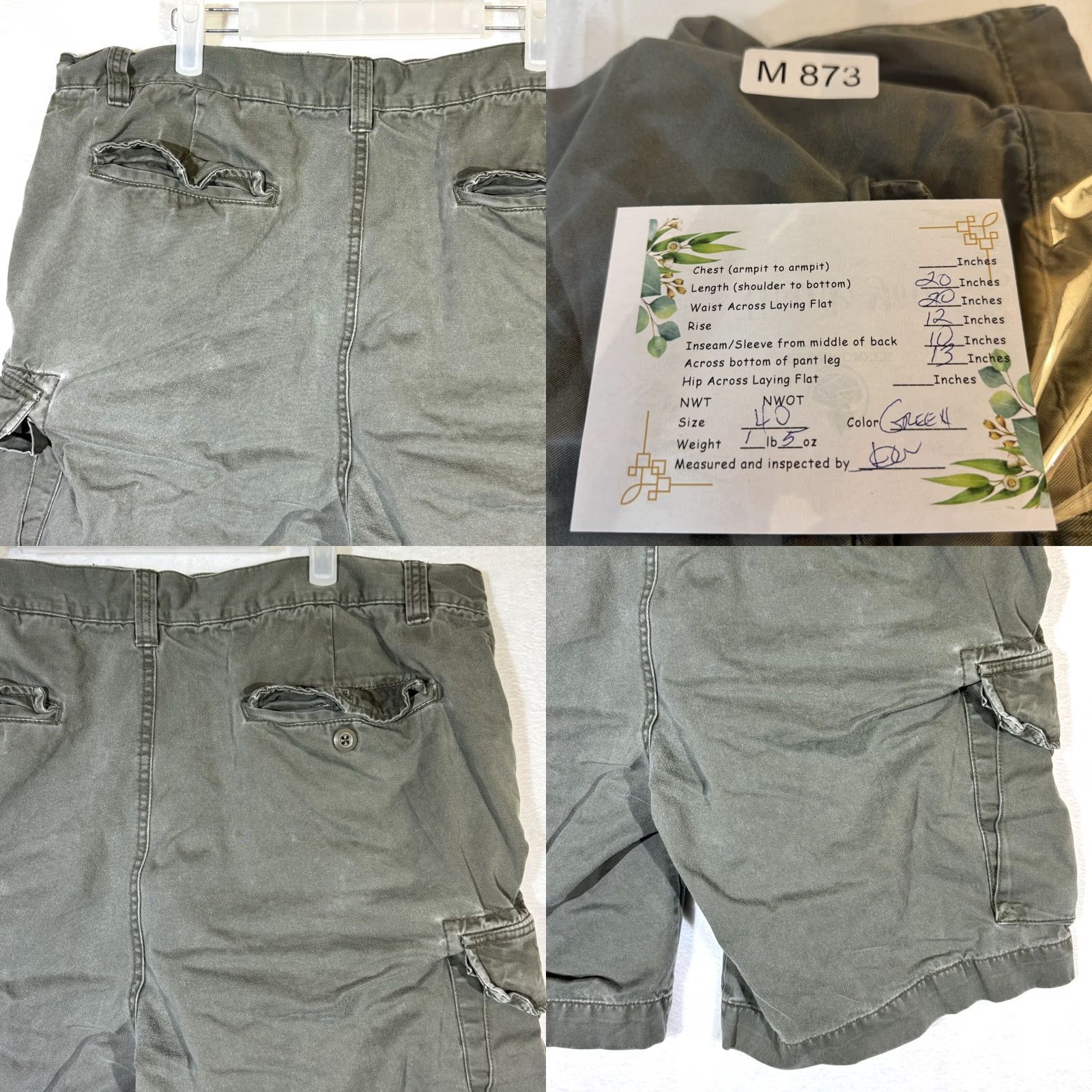 Vintage Bass Cargo Shorts 40 Green Cotton Utility Multi-Pocket High-Rise Zip Fly Men’s Size US 40 / EU 56 - 8 Thumbnail