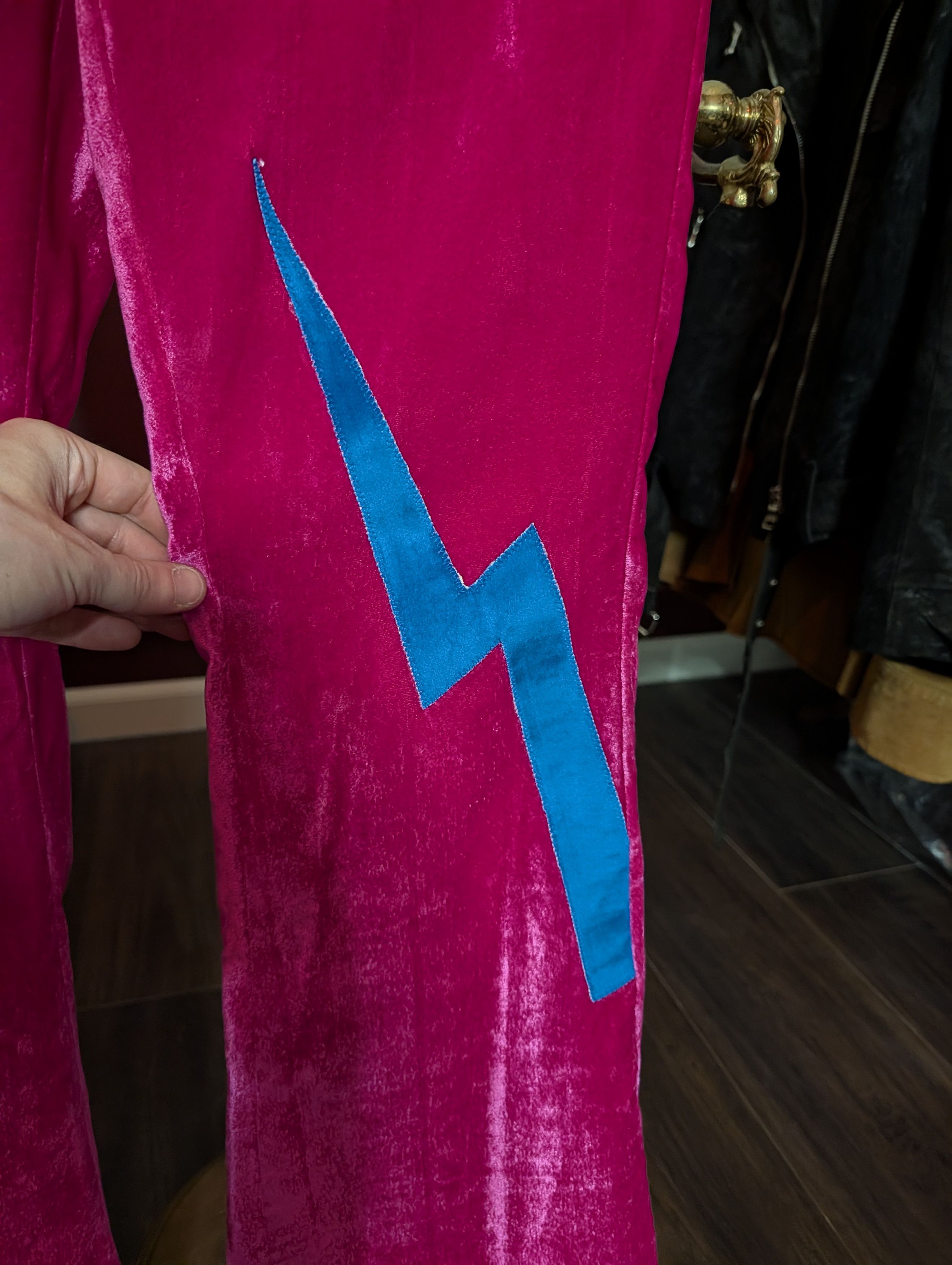 Cout de la Liberte MEMBERS OF THE RAGE Velvet Fuscia Flared Patch Pants Size US 30 / EU 46 - 4 Thumbnail