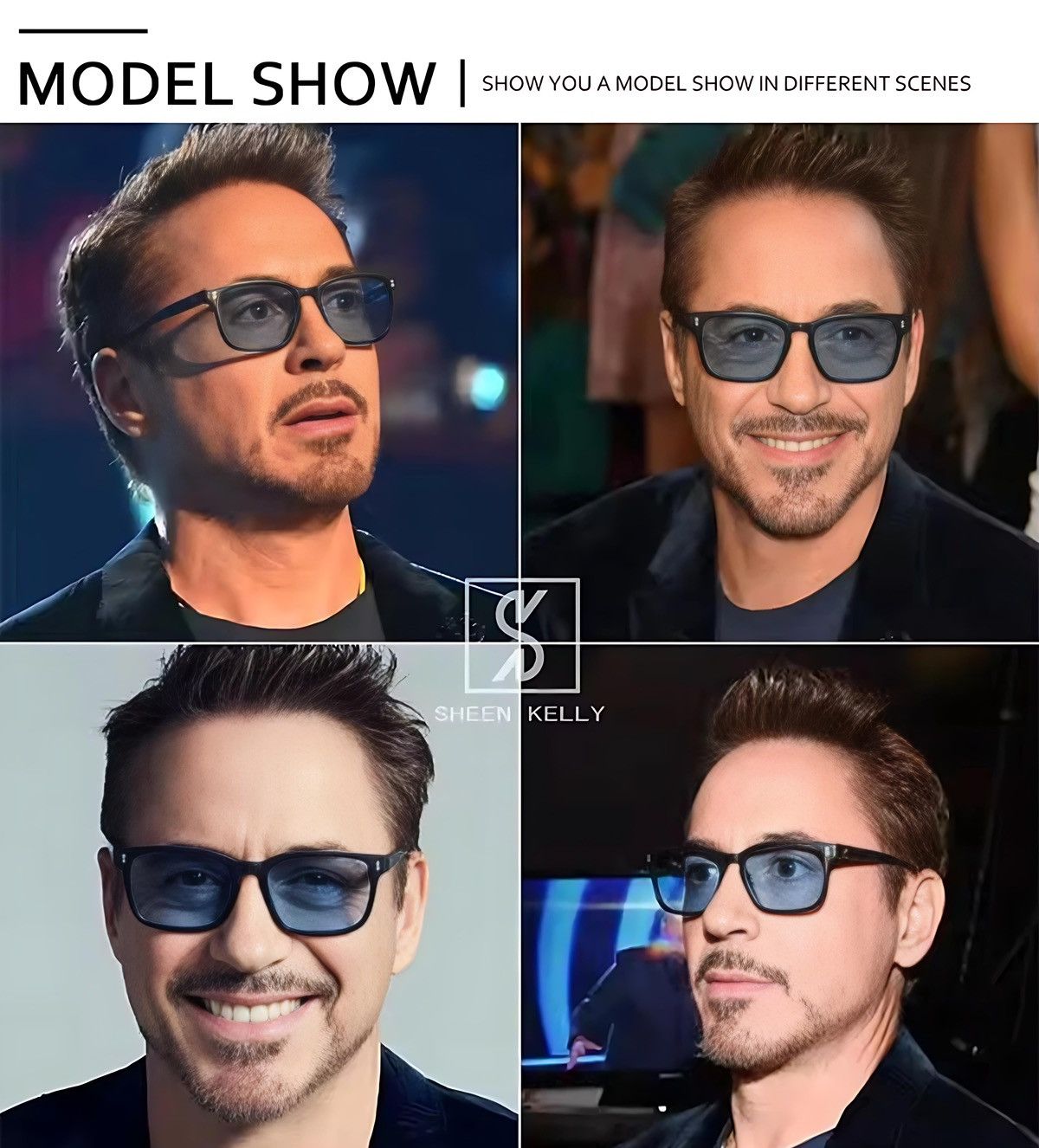 Other Rectangle Tony Stark Sunglasses Men Blue Lens Brand Designer Size ONE SIZE - 6 Thumbnail