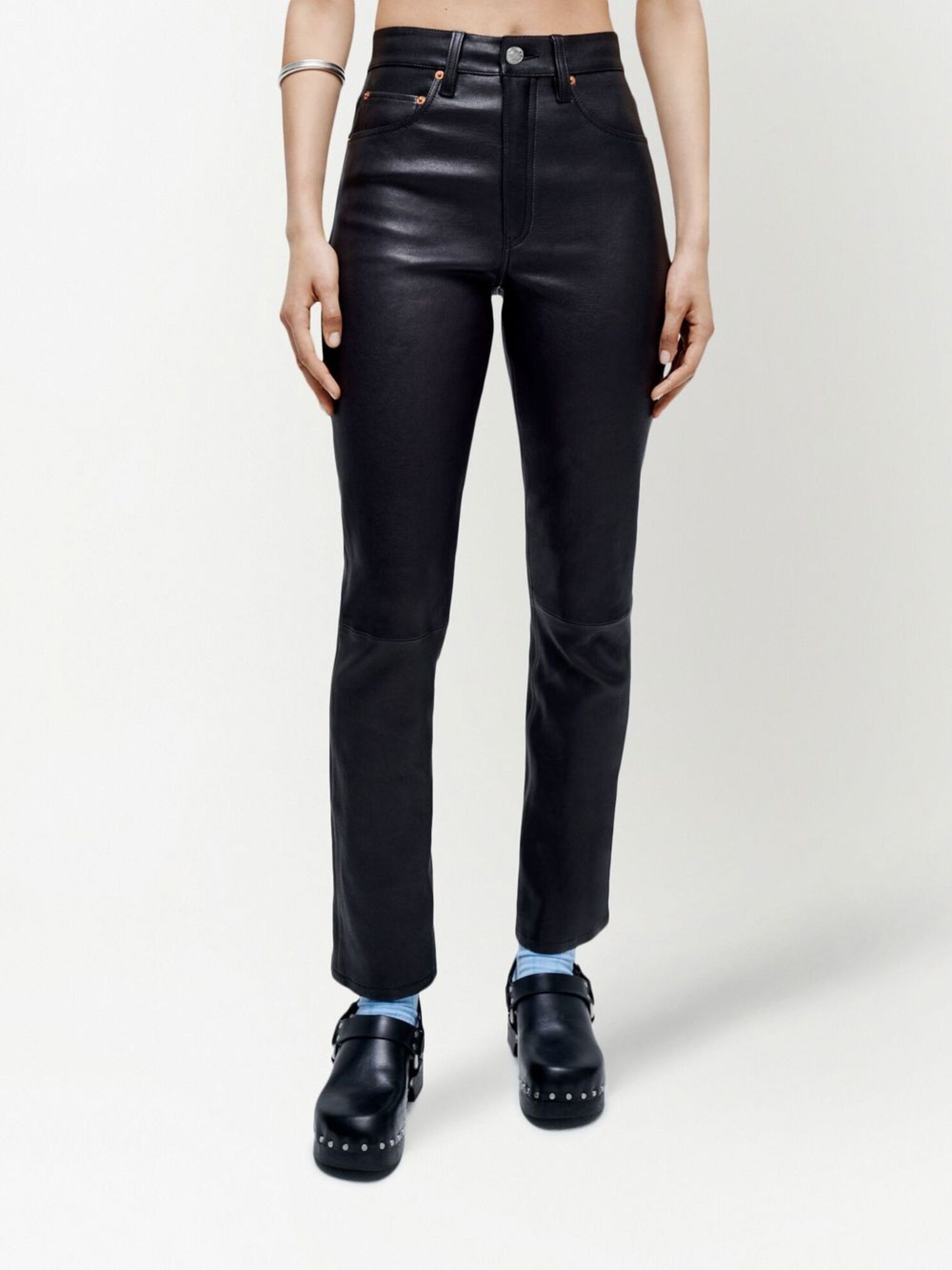 RE/DONE o1mle0524 Leather Trousers in Black Size 29" - 3 Thumbnail