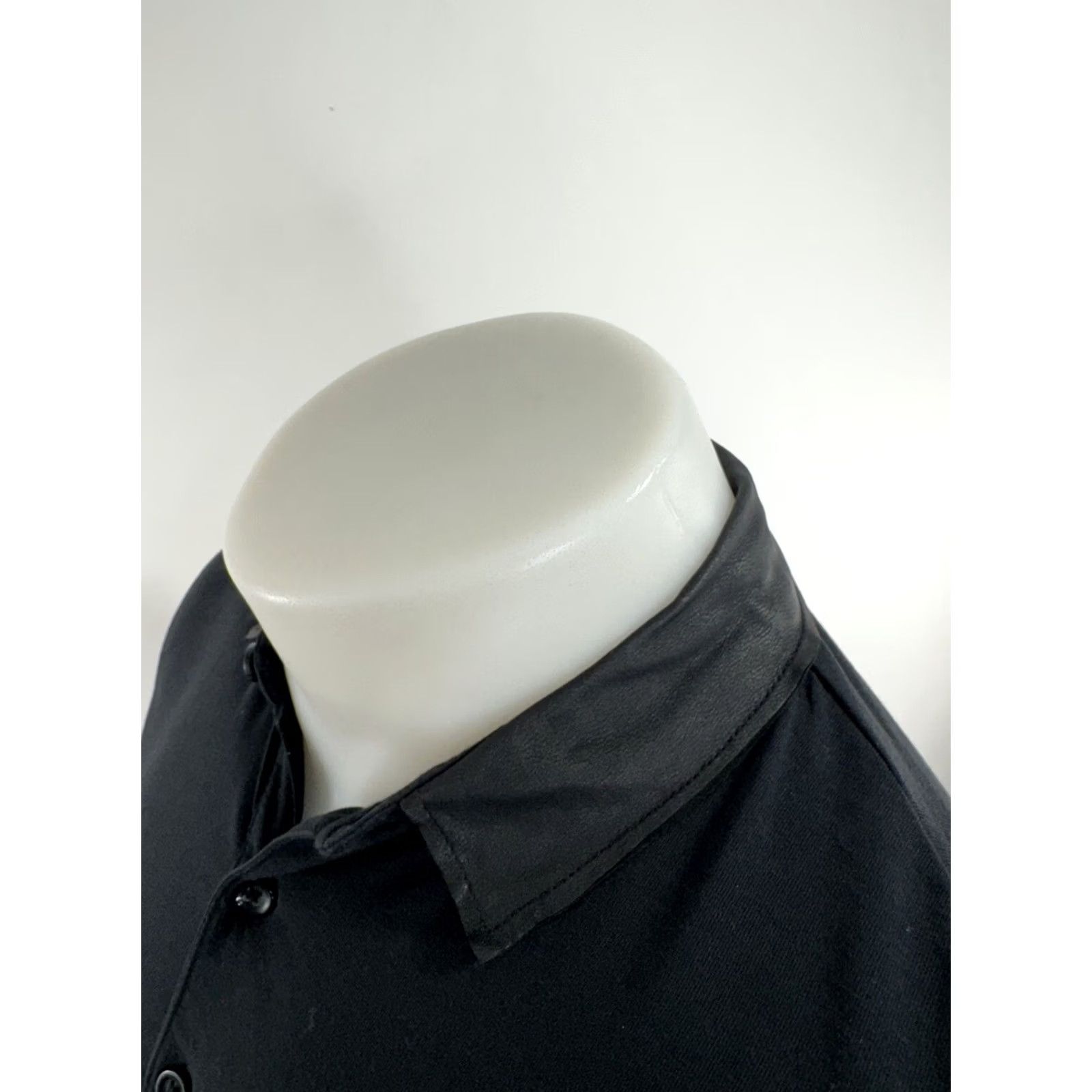 Allsaints ALL SAINTS LEATHER COLLAR Mens XS Lightweight Pullover Polo Shirt Shirt XS Black Nike Size US XS / EU 42 / 0 - 3 Thumbnail
