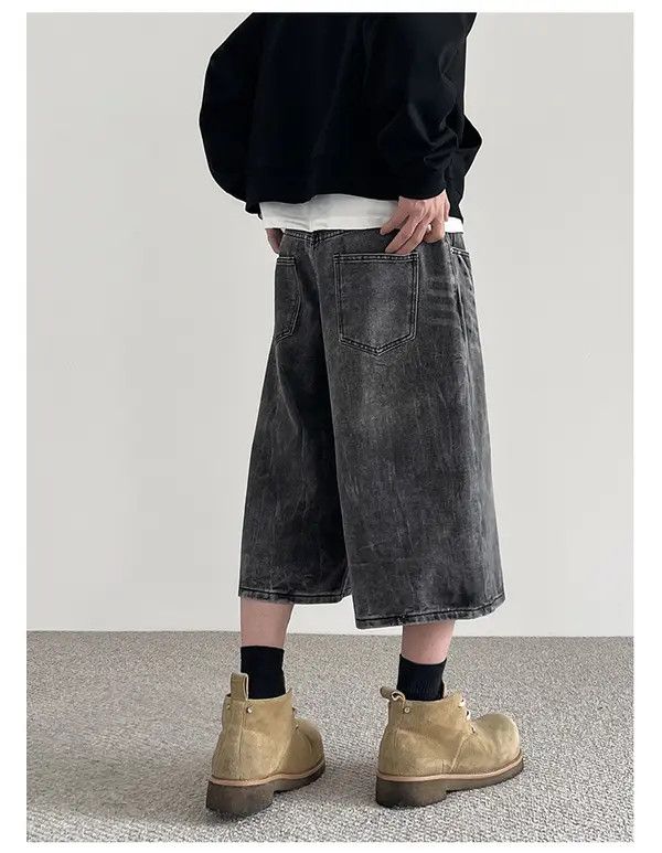VIBE Baggy Washed Denim Shorts Size US 28 / EU 44 - 3 Thumbnail