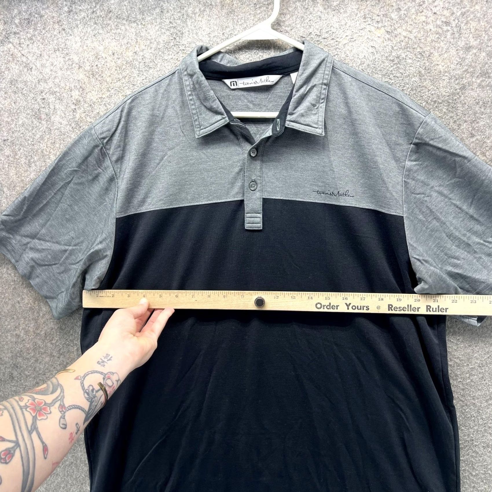 TravisMathew Travis Mathew Polo Shirt Mens XL Black Gray Colorblock Golf Stretch Casual Shirt Size US XL / EU 56 / 4 - 6 Thumbnail