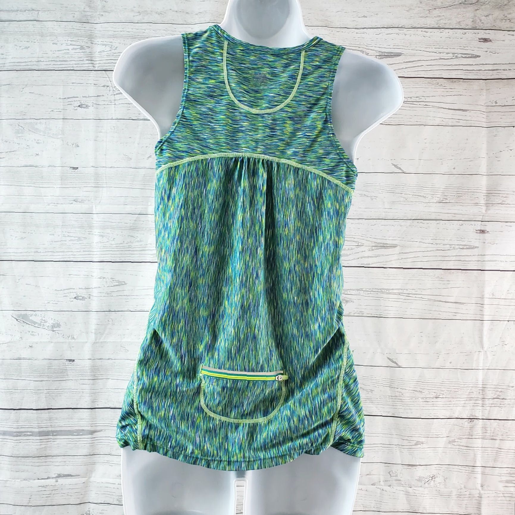 Athleta Athleta Womens Space Dye Tank Top V-Neck Sz Small Green Blue Sleeveless Activewear Shirt Womens Authentic Size S / US 4 / IT 40 - 3 Thumbnail
