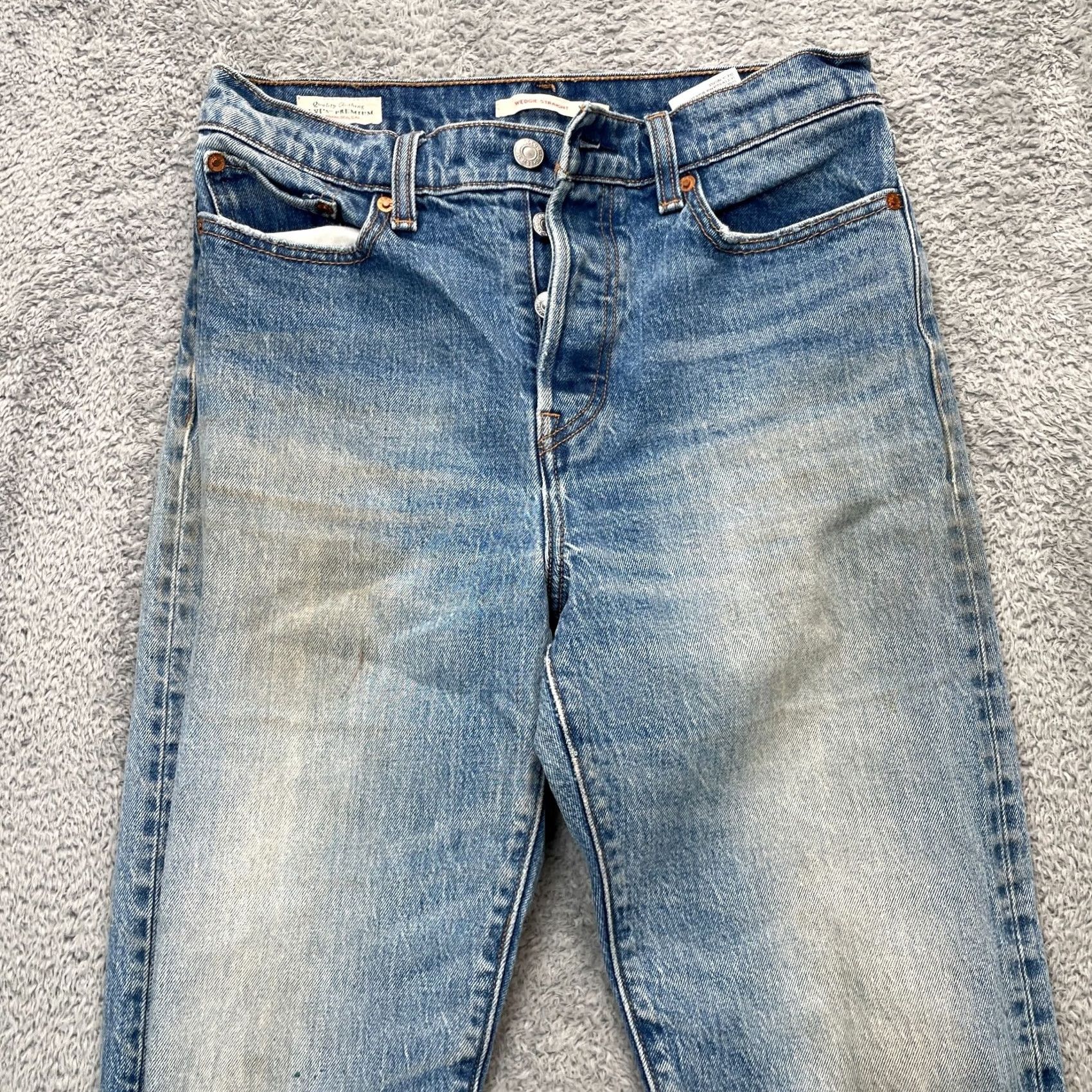 Levi's Levi's Jeans Womens Blue 28 Wedgie Straight Leg Distressed Stretch Denim Cotton Size 26" / US 2 / IT 38 - 6 Thumbnail