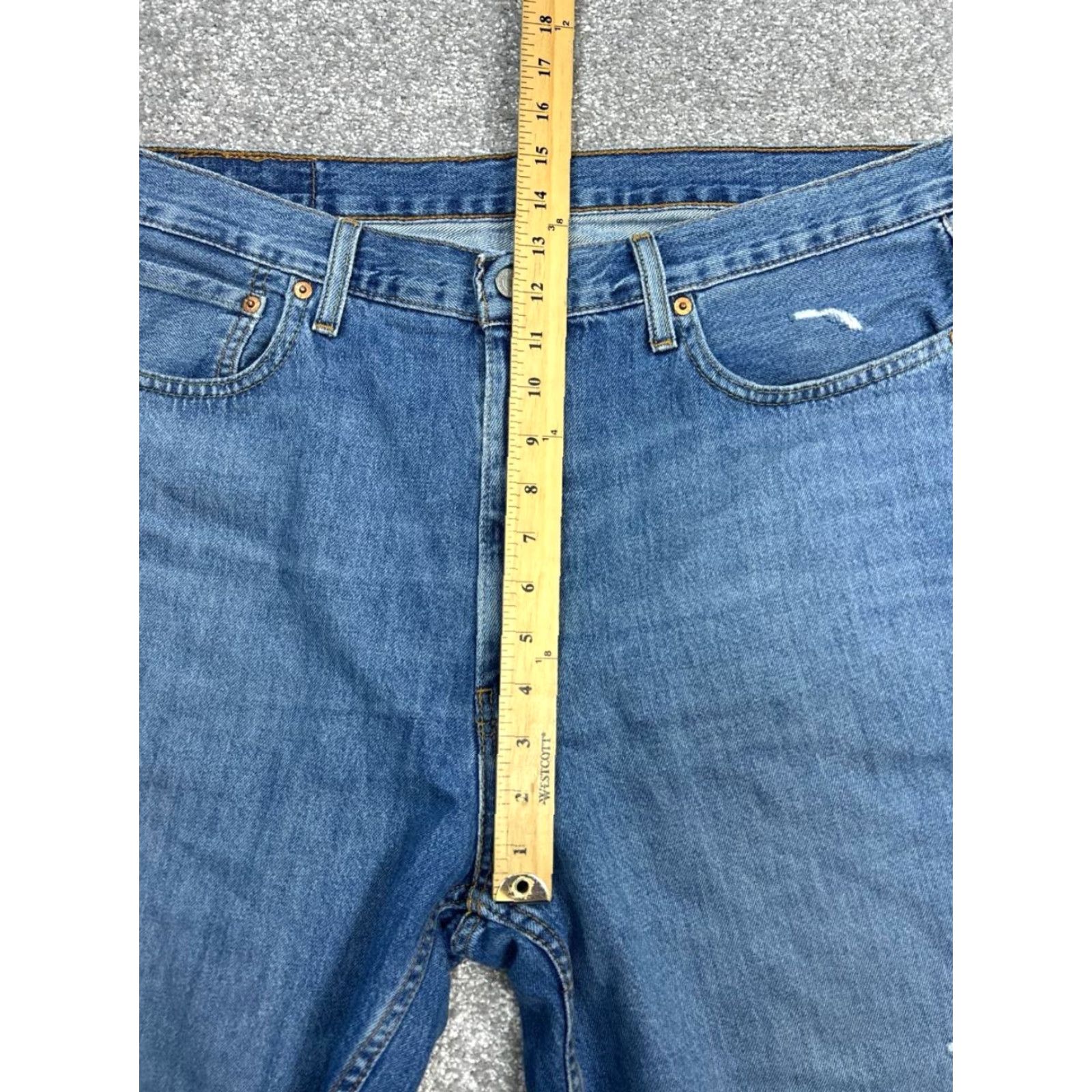 Levi's Levis 469 Shorts Men 36 X 12 Blue Distressed Denim Cotton High Rise Raw Hem Logo Size US 36 / EU 52 - 5 Thumbnail