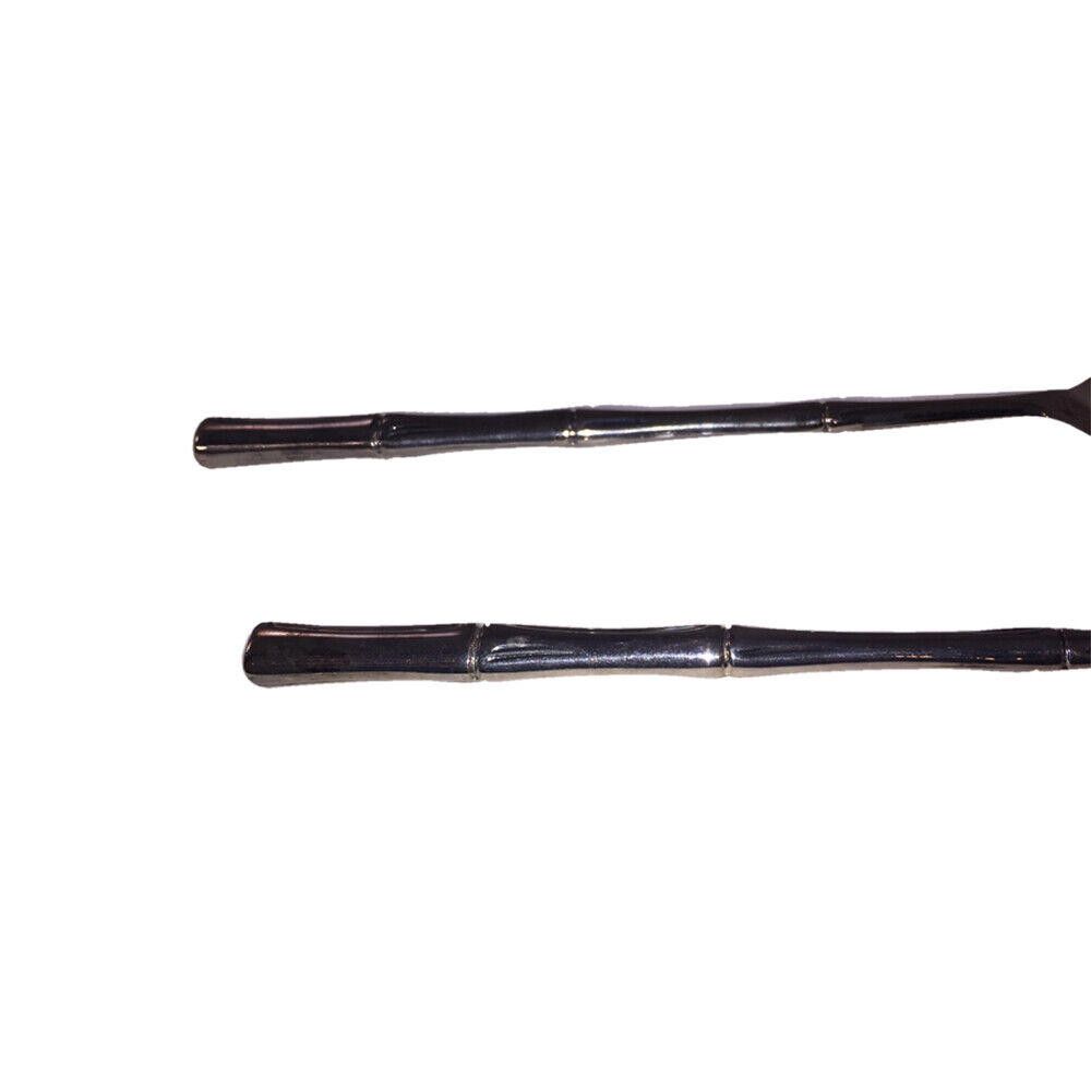 Designer Large Italian Bamboo Inspired Salad Fork and Spoon Set Size ONE SIZE - 6 Thumbnail