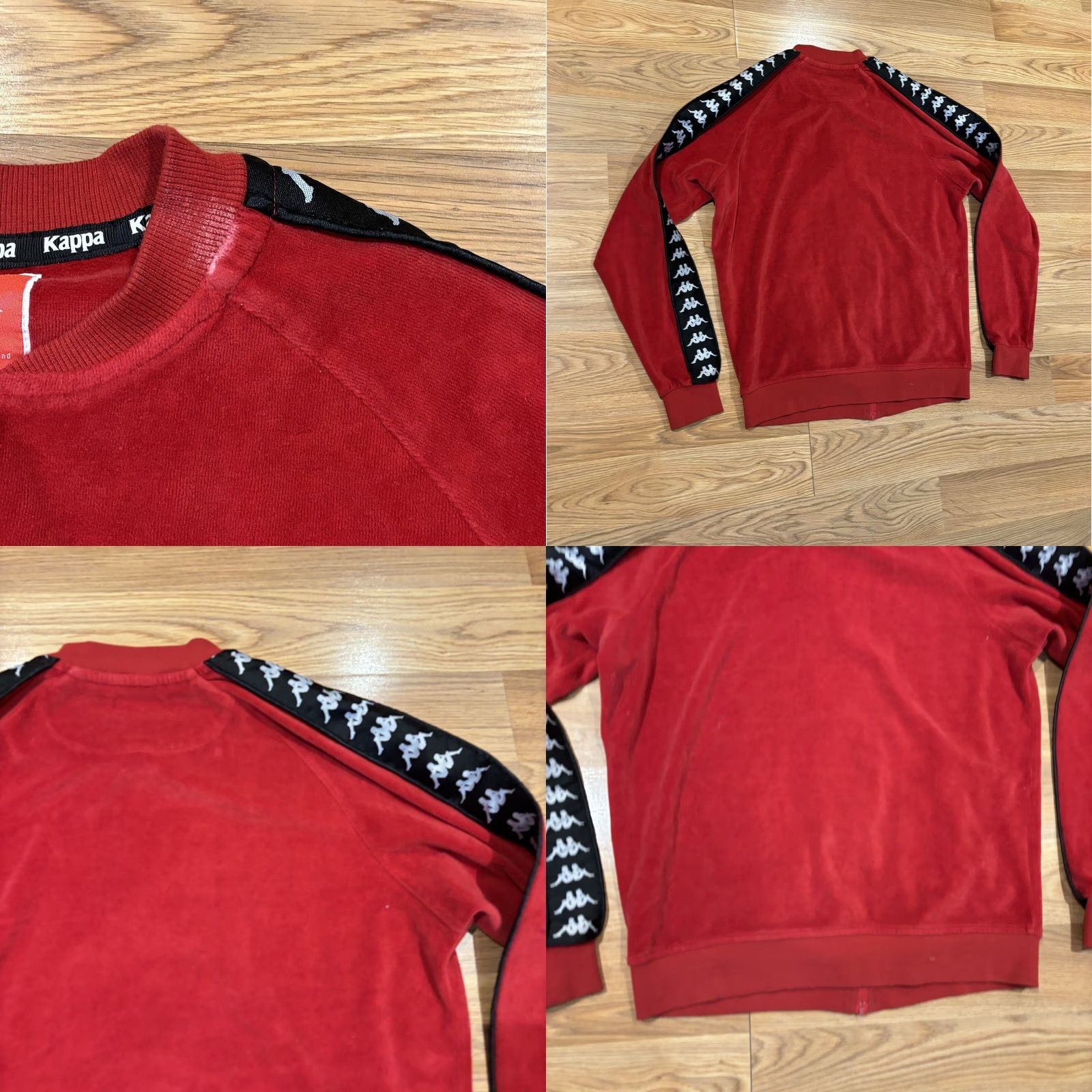 Kappa Kappa Taped Sleeves Red Velour Tracksuit Track Jacket Unisex Size Medium Size M / US 6-8 / IT 42-44 - 8 Thumbnail