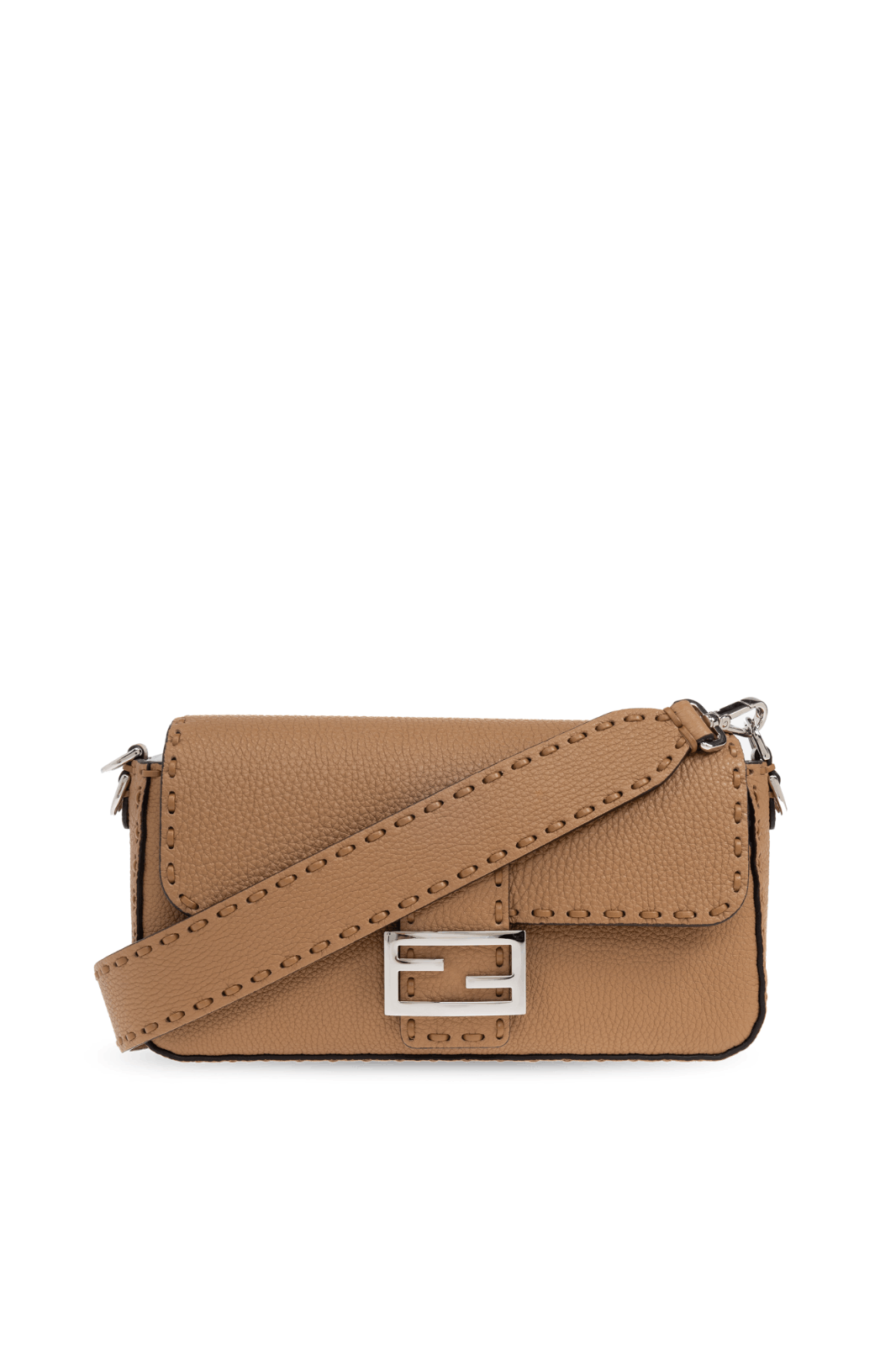 FENDI Baguette Medium Cappuccino Leather Shoulder Bag