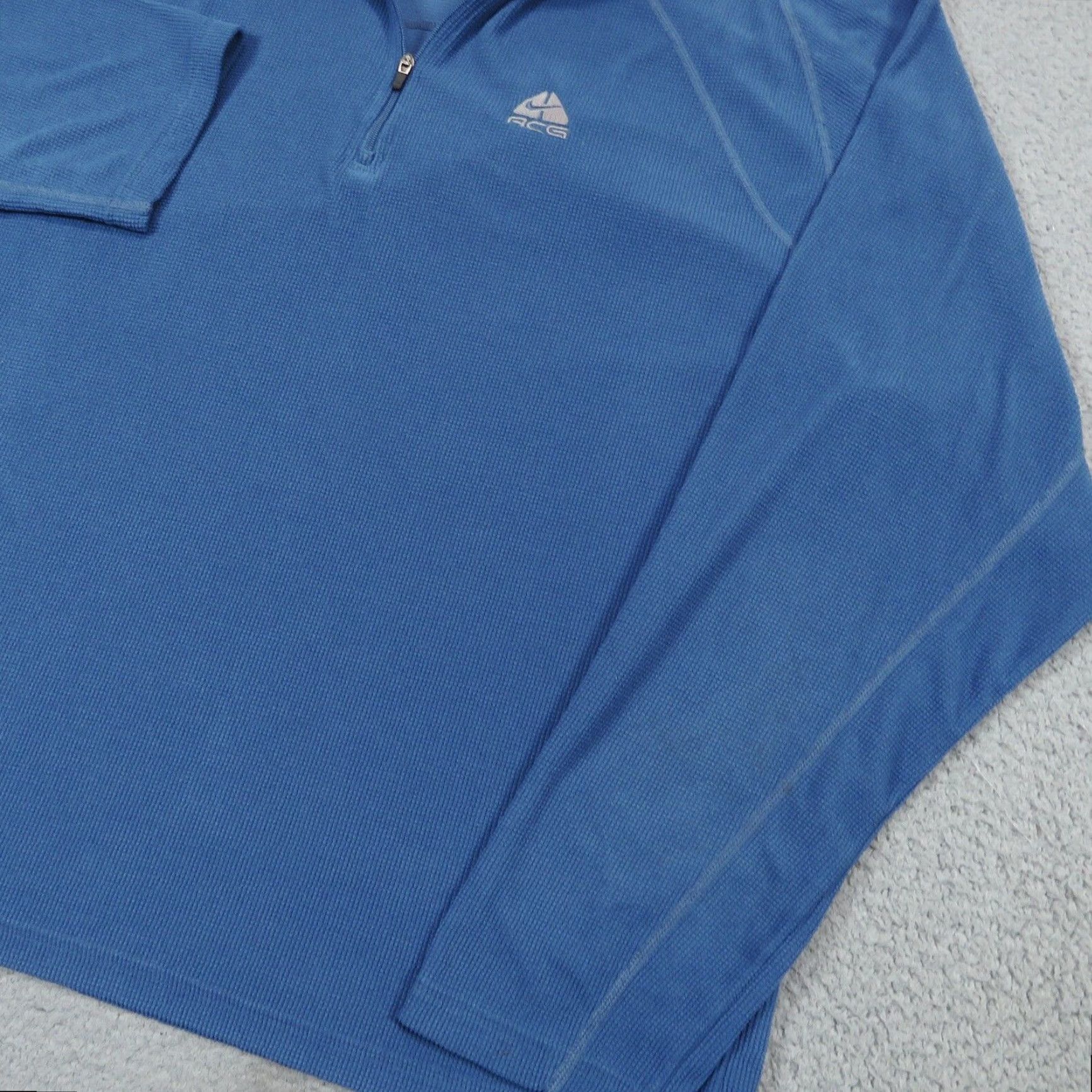 Nike ACG VINTAGE Nike ACG Shirt Mens XL Blue Thermal Waffle Knit 1/4 Zip Trail Quilted? Size US XL / EU 56 / 4 - 2 Thumbnail