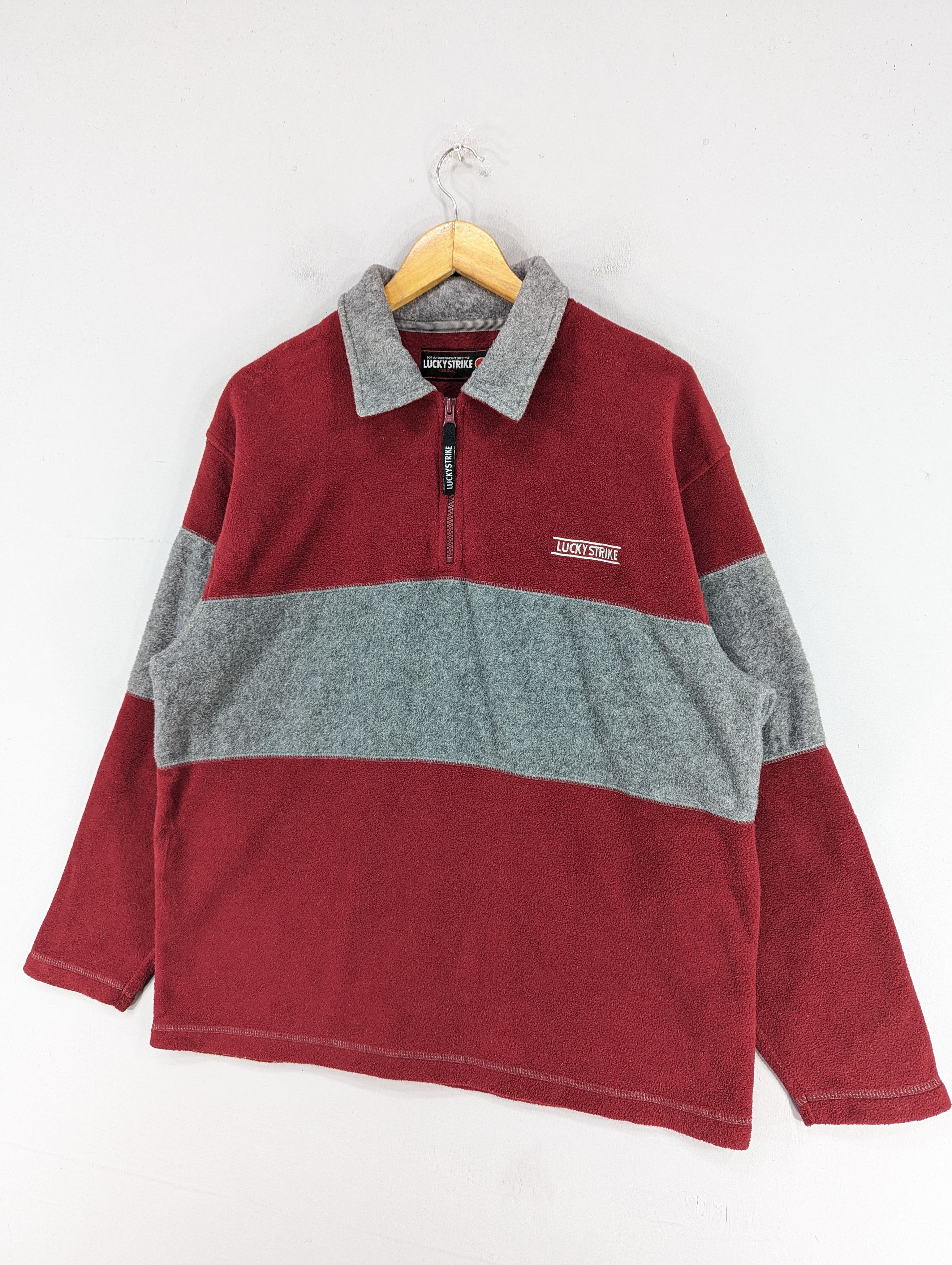 Sports Specialties × Vintage Vintage Lucky Strike Fleece Halfzipper Shirt Jacket Size US M / EU 48-50 / 2 - 3 Thumbnail