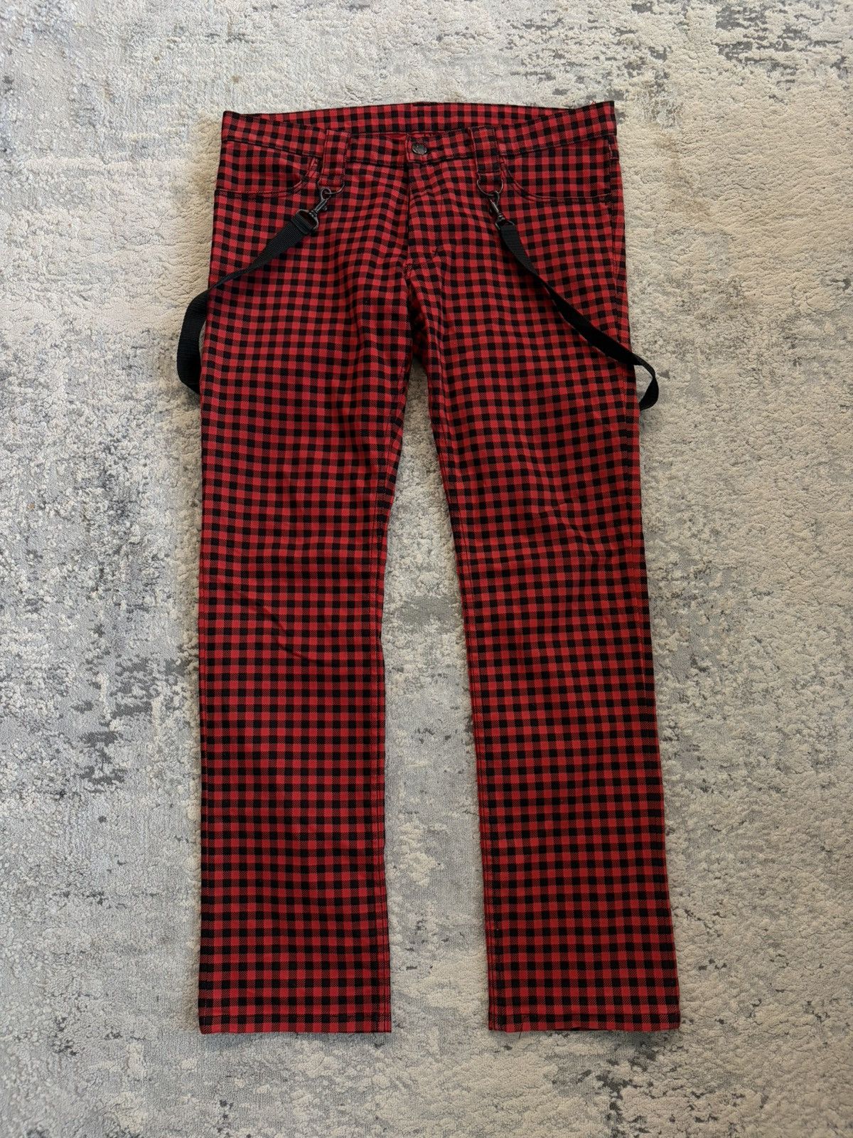 Number (N)ine SS05 Night Crawler Plaid Suspender Denim Size US 33 - 2 Thumbnail
