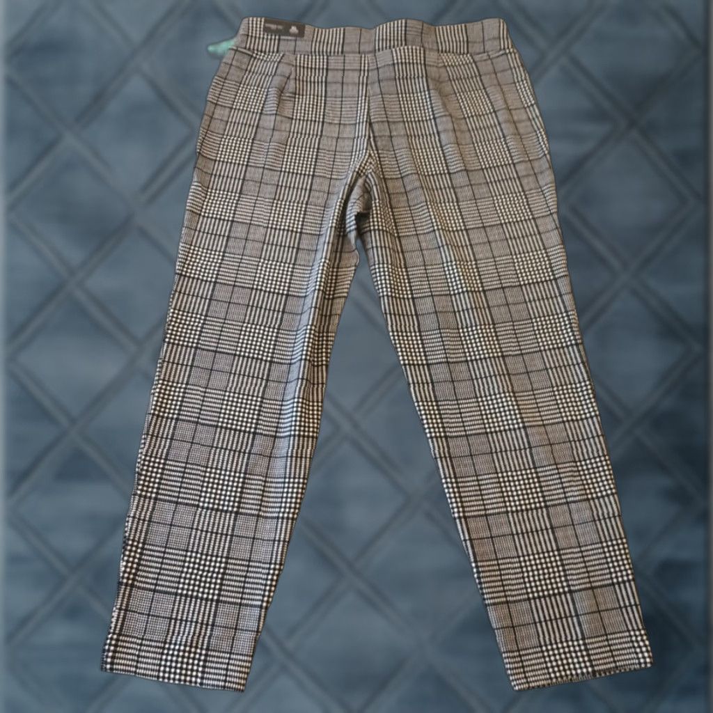 Vintage Maurices Ankle Pants Womens XL Black Plaid Pull On Knit Tapered Lightweight New Size 40" / US 18 - 1 Thumbnail