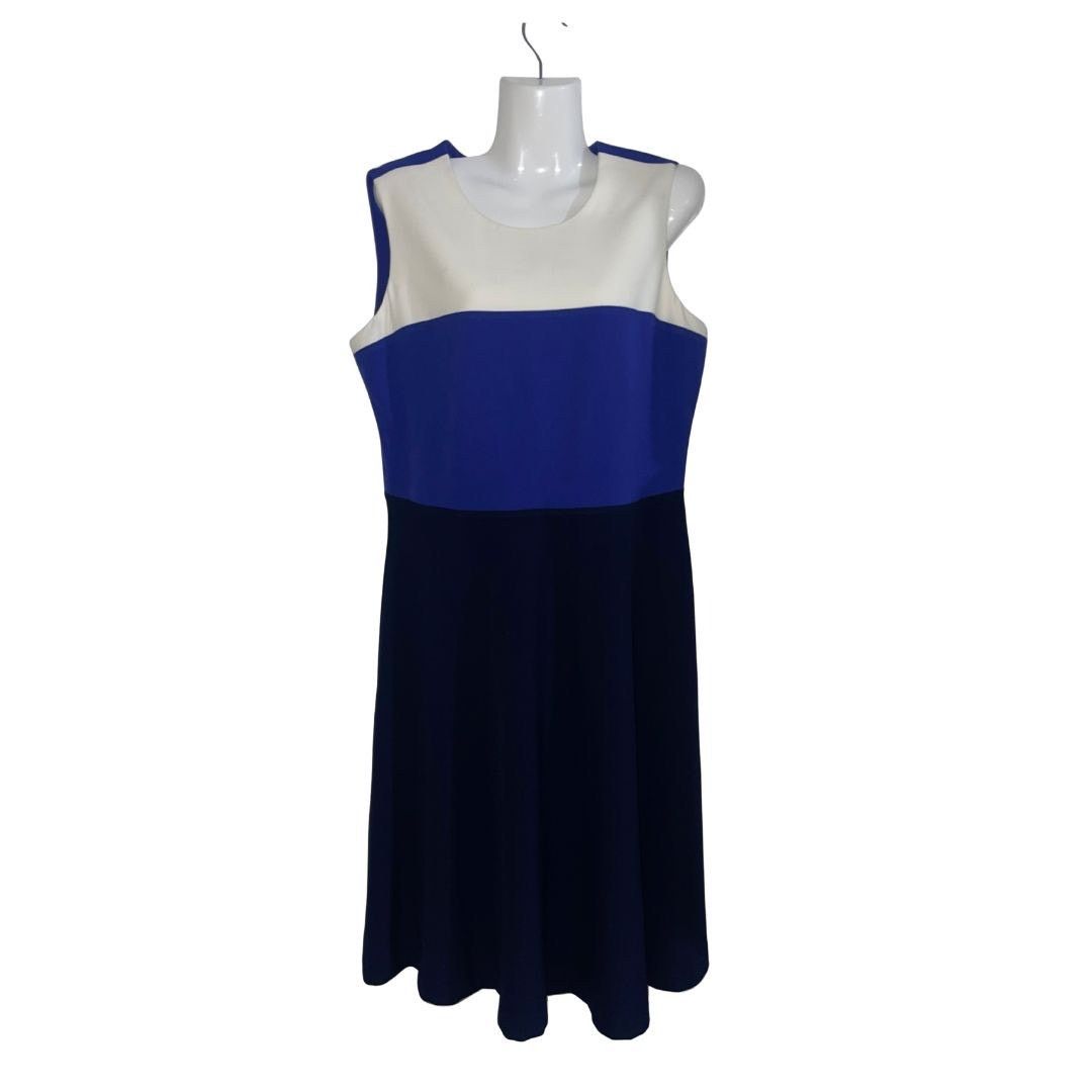 Talbots Color-block Tri-color A-Line Sleeveless Dress 12 Career Size XL / US 12-14 / IT 48-50 - 1 Thumbnail