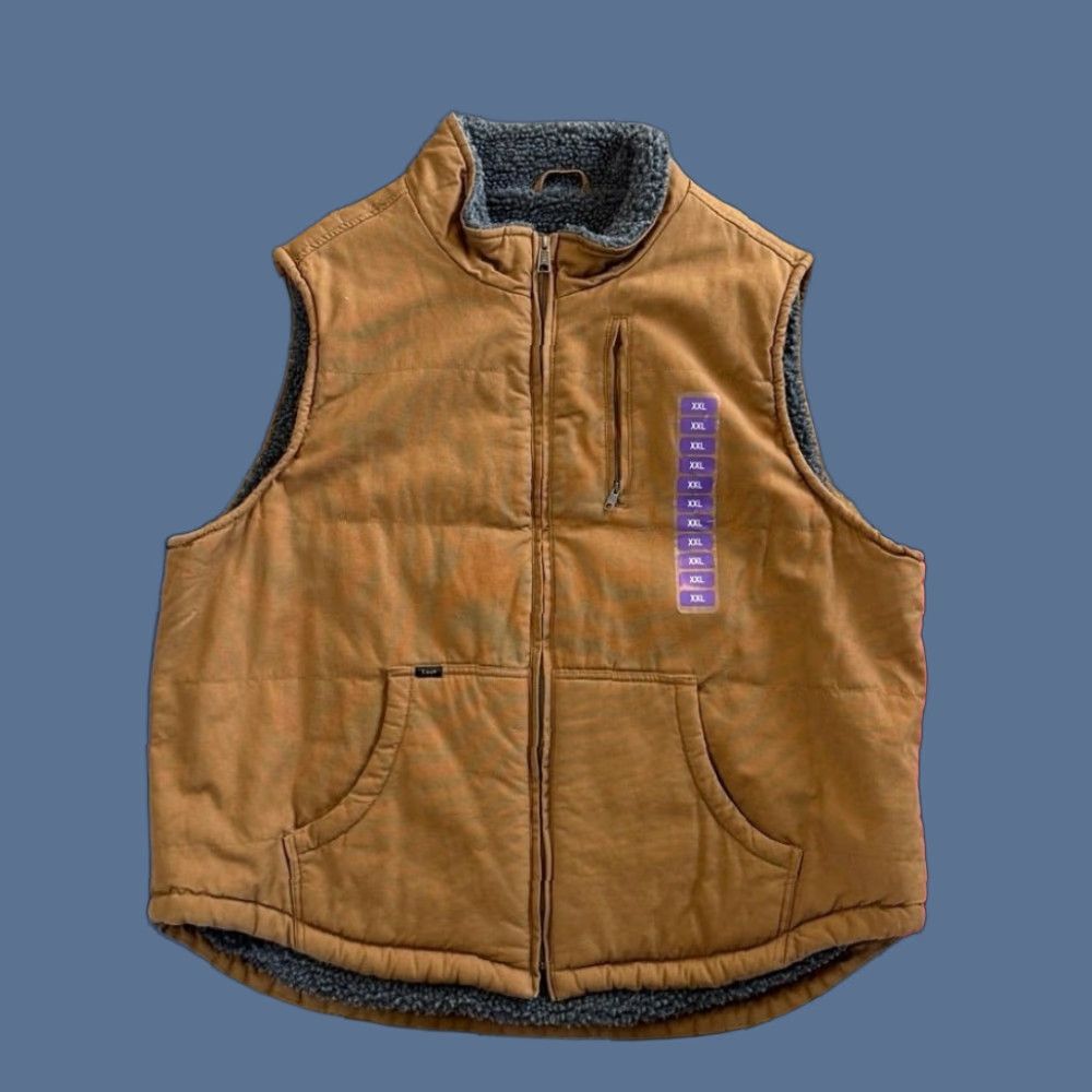 Lee VINTAGE? NWT Lee Vest Chore Cotton Zip 2XL Men Brown Solid Work Outdoors Autumn Winter Spring Fall Lined Sherpa Canvas Vest Size US XXL / EU 58 / 5 - 1 Thumbnail