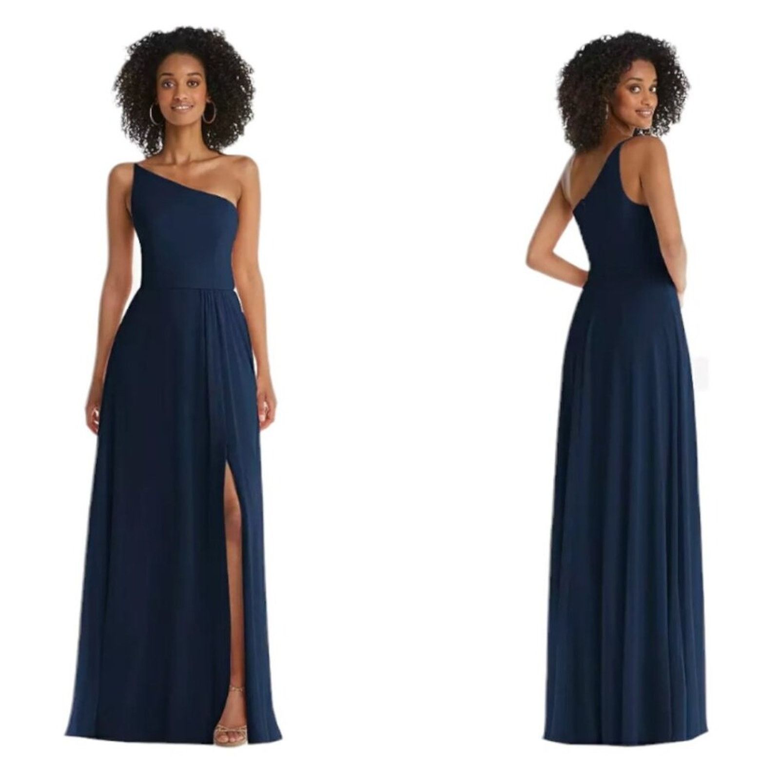 After Six After Six One Shoulder Chiffon Maxi Dress Navy 16R NWOT 206 Grailed