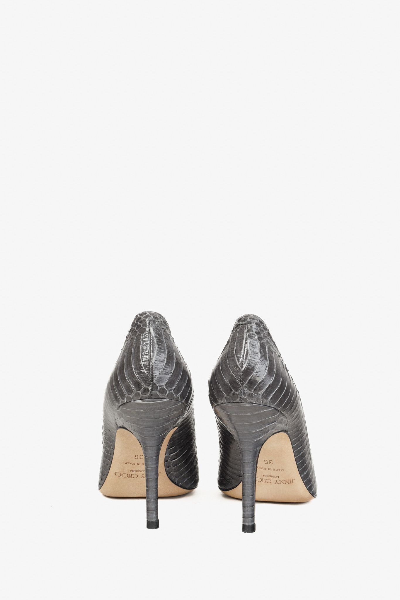Jimmy Choo Jimmy Choo Grey Pointed Toe Snake Texture Stilettos Size US 6 / IT 36 - 3 Thumbnail
