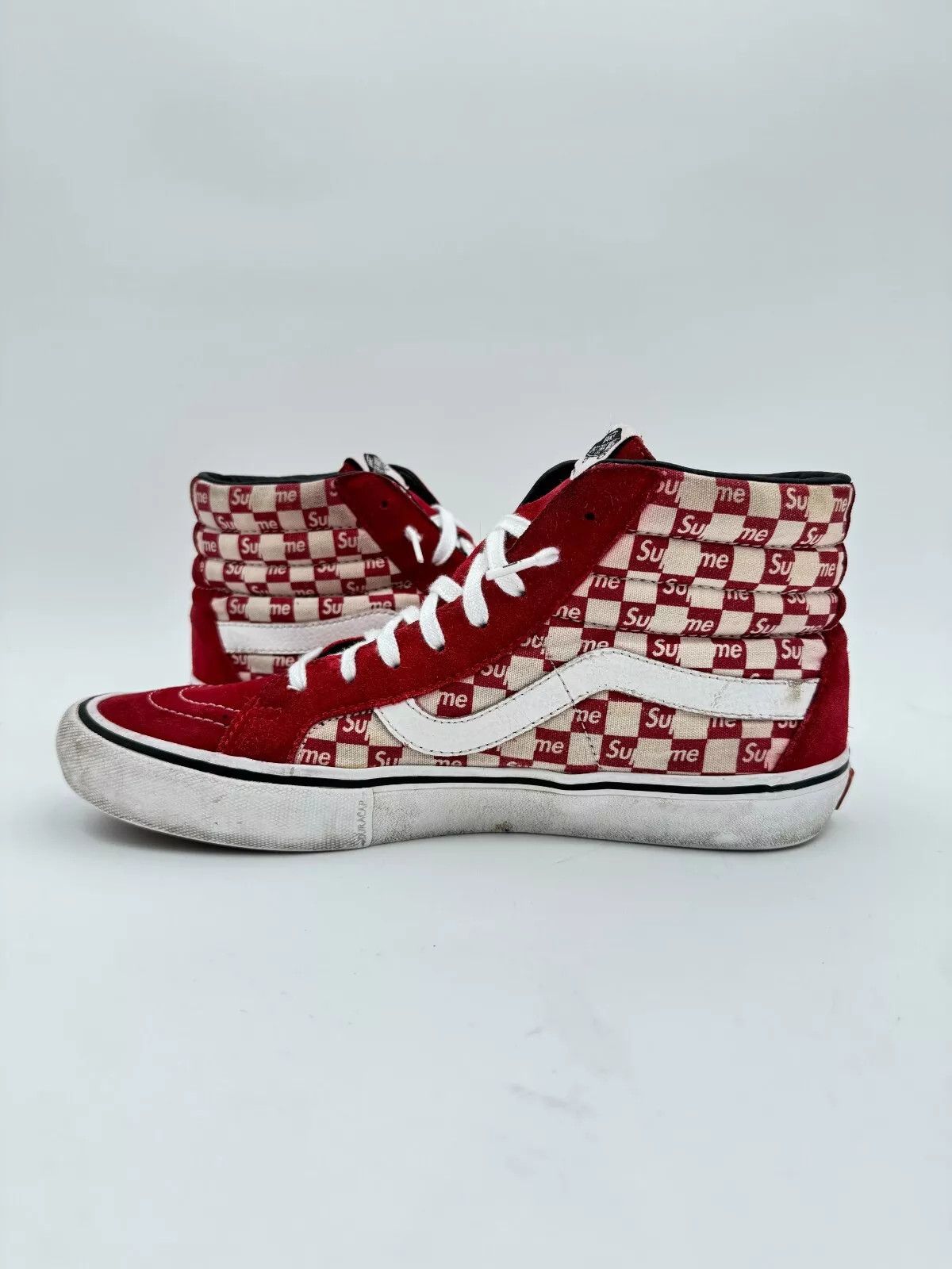 Supreme × Vans Supreme Vans Sk8-Hi Logo Checkerboard Red Size US 10 / EU 43 - 7 Thumbnail