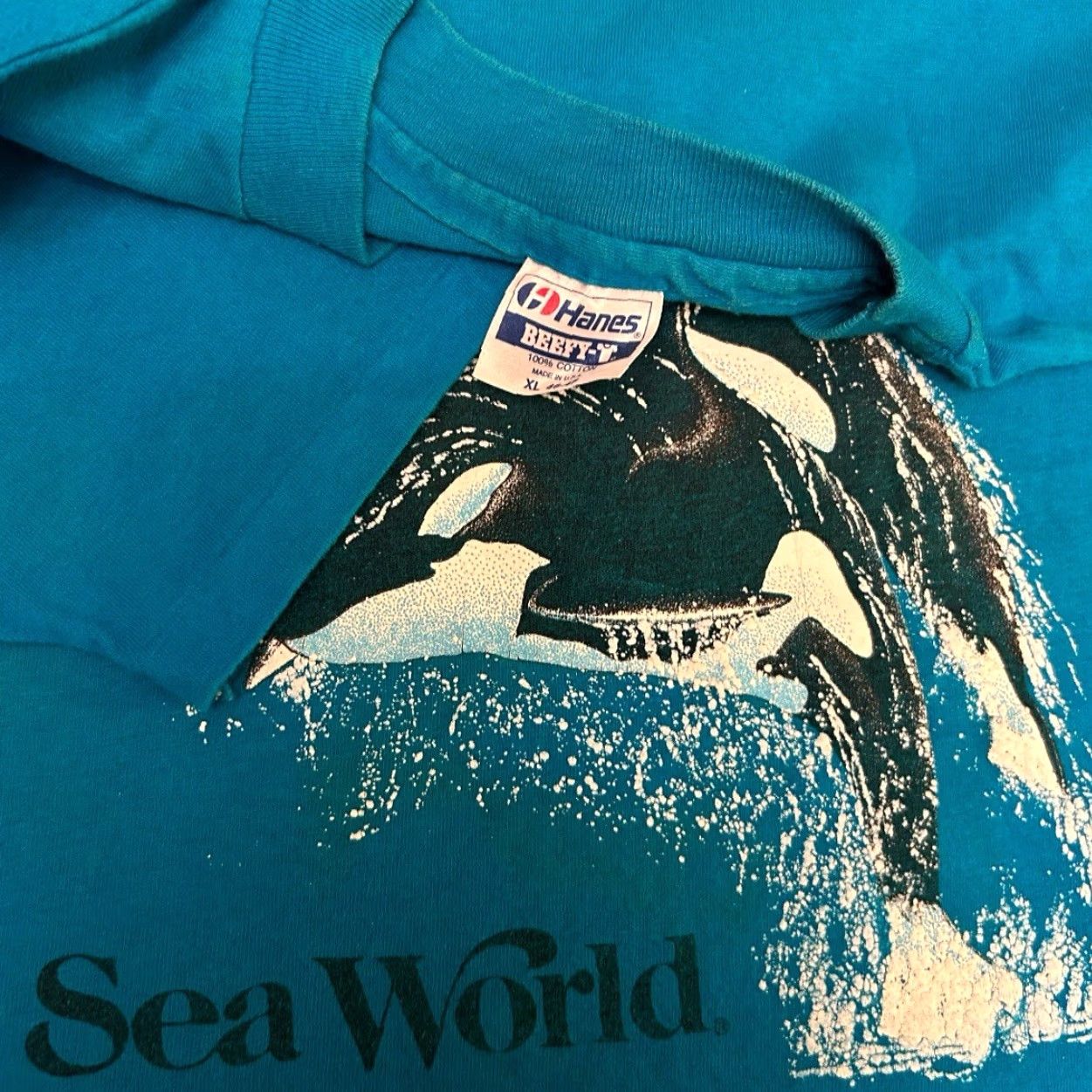 Vintage VINTAGE Sea World Shamu Orca Killer Whale Nature VTG Shirt Mens XL Blue 90s Animals USA Size US XL / EU 56 / 4 - 2 Thumbnail