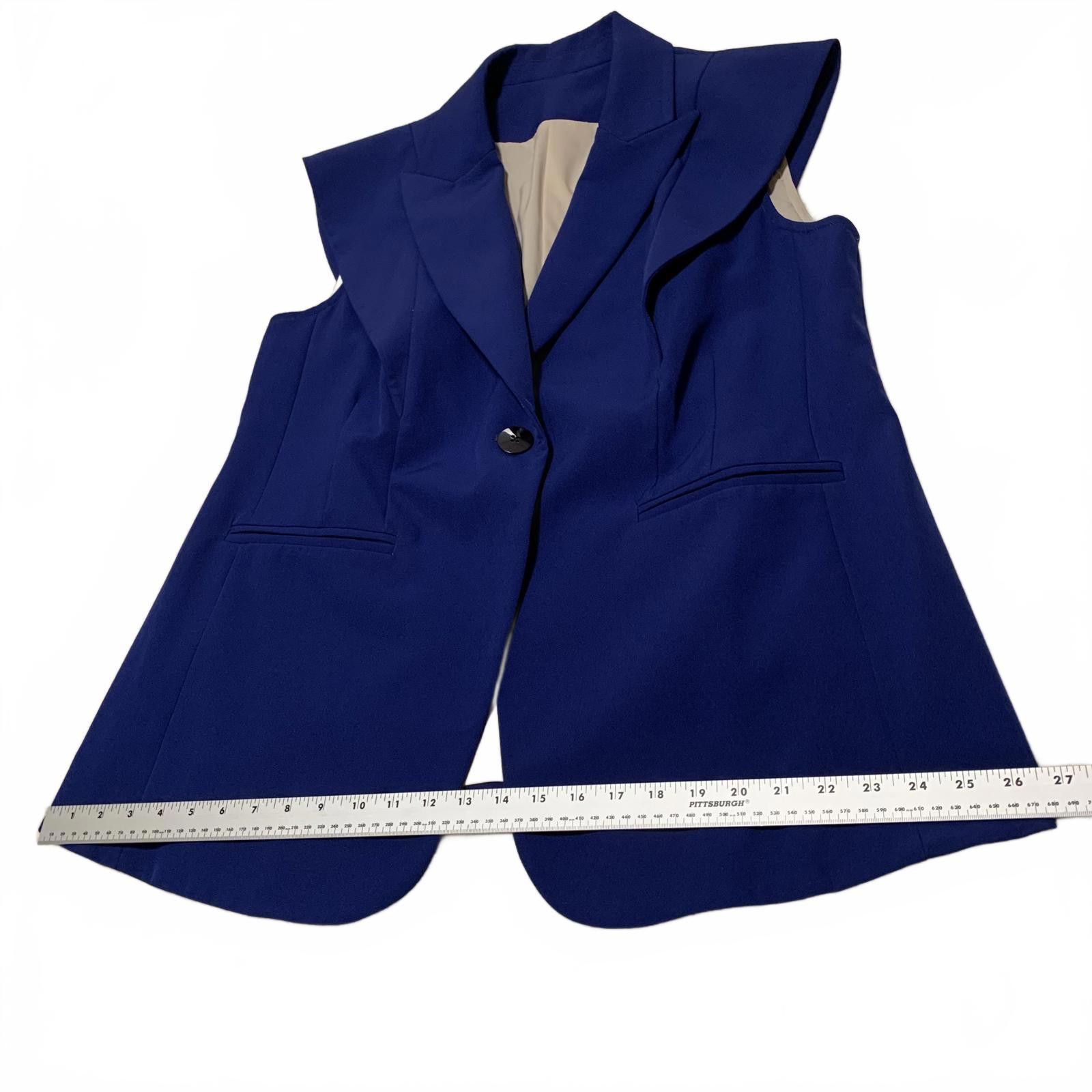 Unknown London Tailored Women's Sleeveless Lined Royal Blue Blazer Jacket Size M / US 6-8 / IT 42-44 - 7 Thumbnail