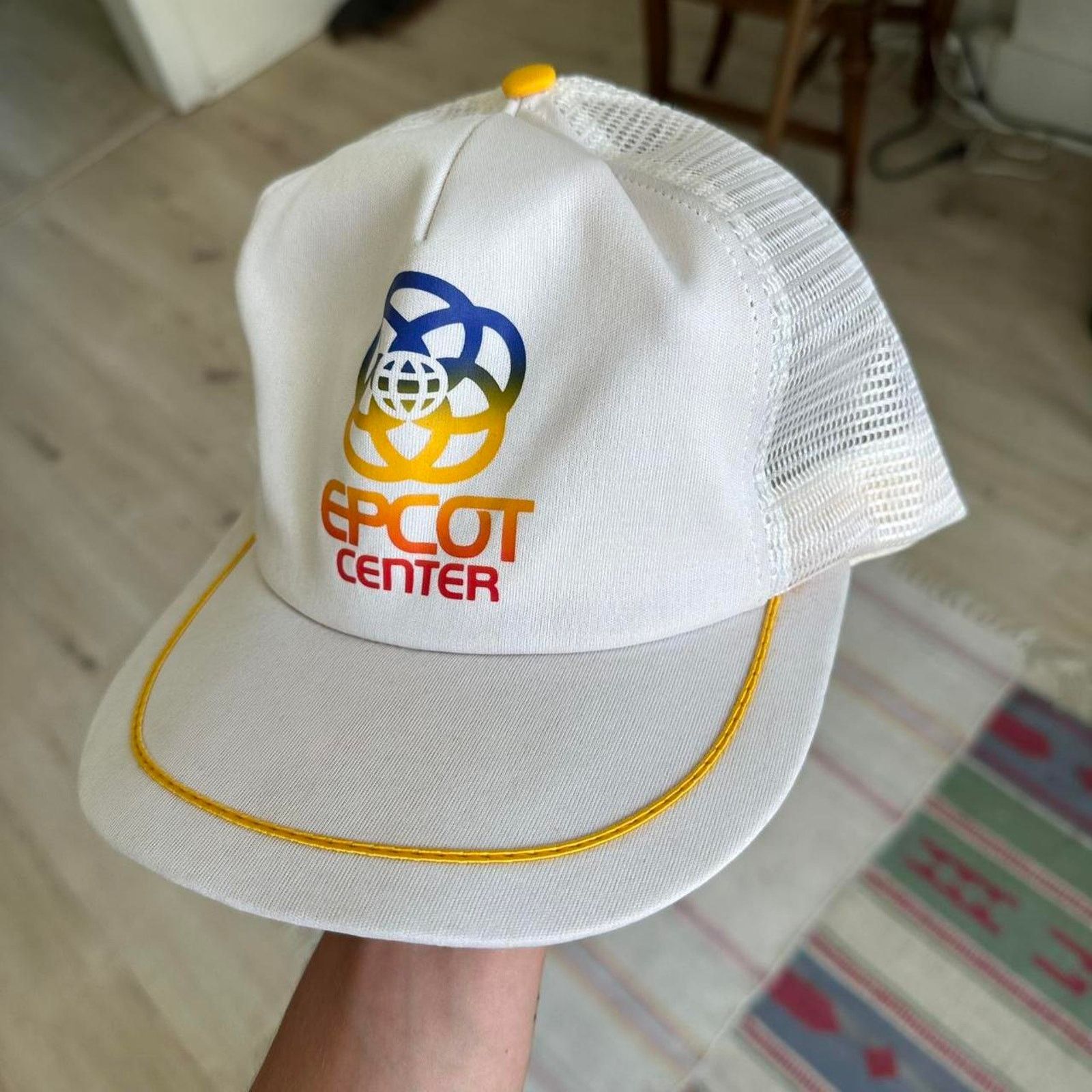 Disney × Vintage Vintage 80s Disney Epcot Center White mesh Trucker Hat Cap Size ONE SIZE - 2 Thumbnail
