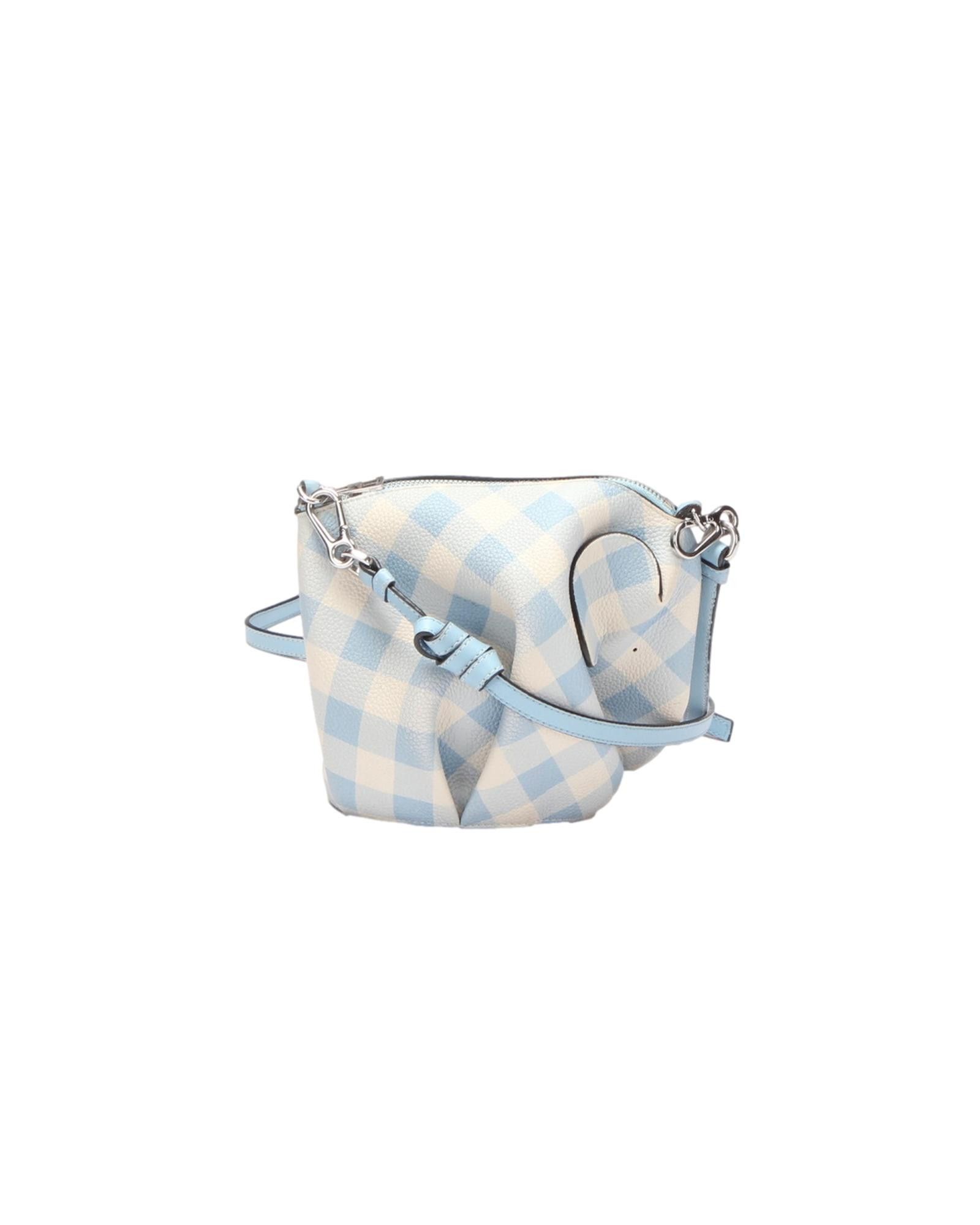 image of Loewe Blue Leather Elephant Gingham Shoulder Bag, Women's