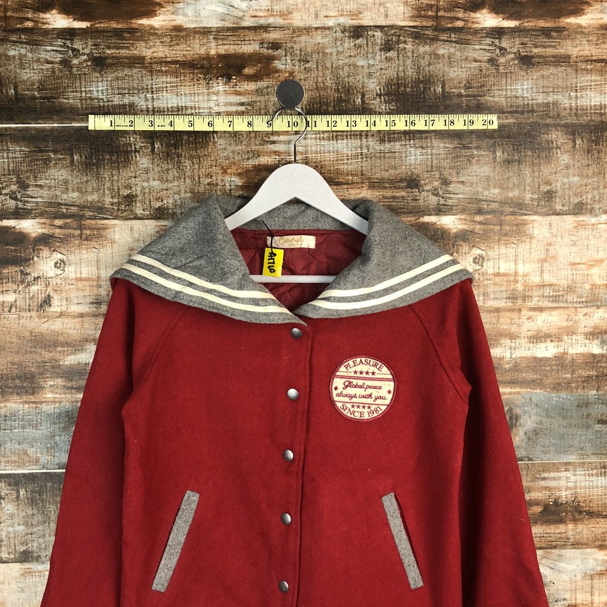 Japanese Brand Cate D Lard Red Bombers varsity Jacket #A1760 Size S / US 4 / IT 40 - 2 Thumbnail