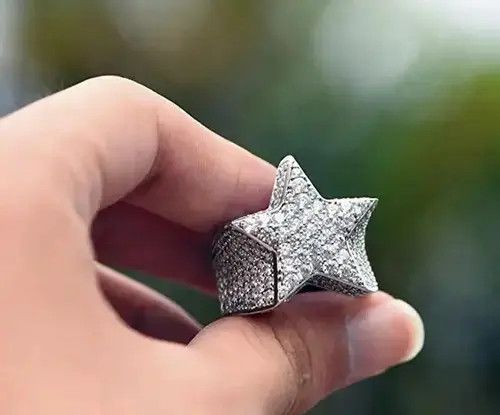 Japanese Brand × Jewelry Hiphop Silver Color Rhinestones Zircon Star Ring (size 6-13) Size ONE SIZE - 1 Thumbnail