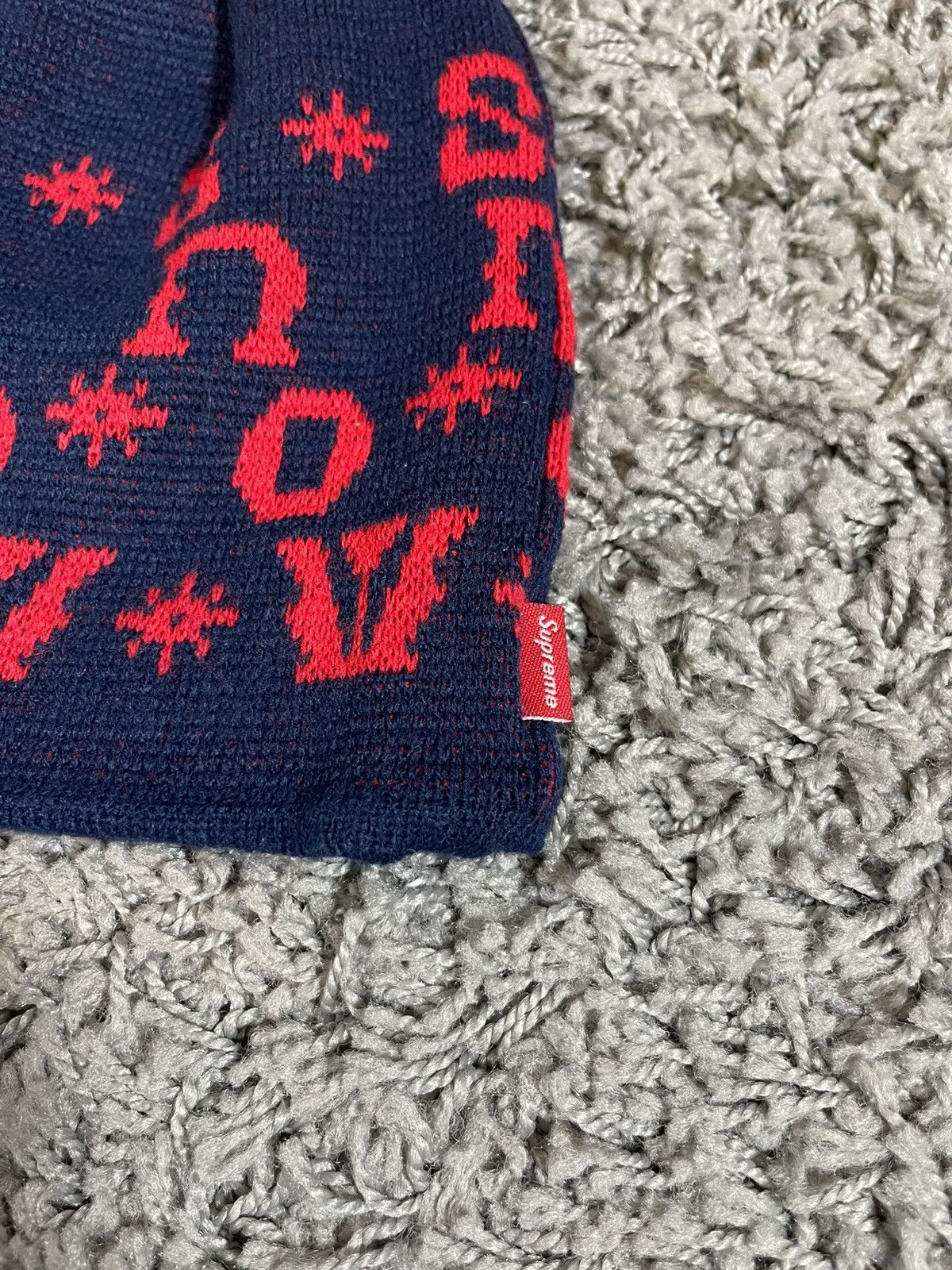 Supreme 2014FW Supreme Snow Pom Bobble Beanie Hat Navy Red Size ONE SIZE - 3 Thumbnail