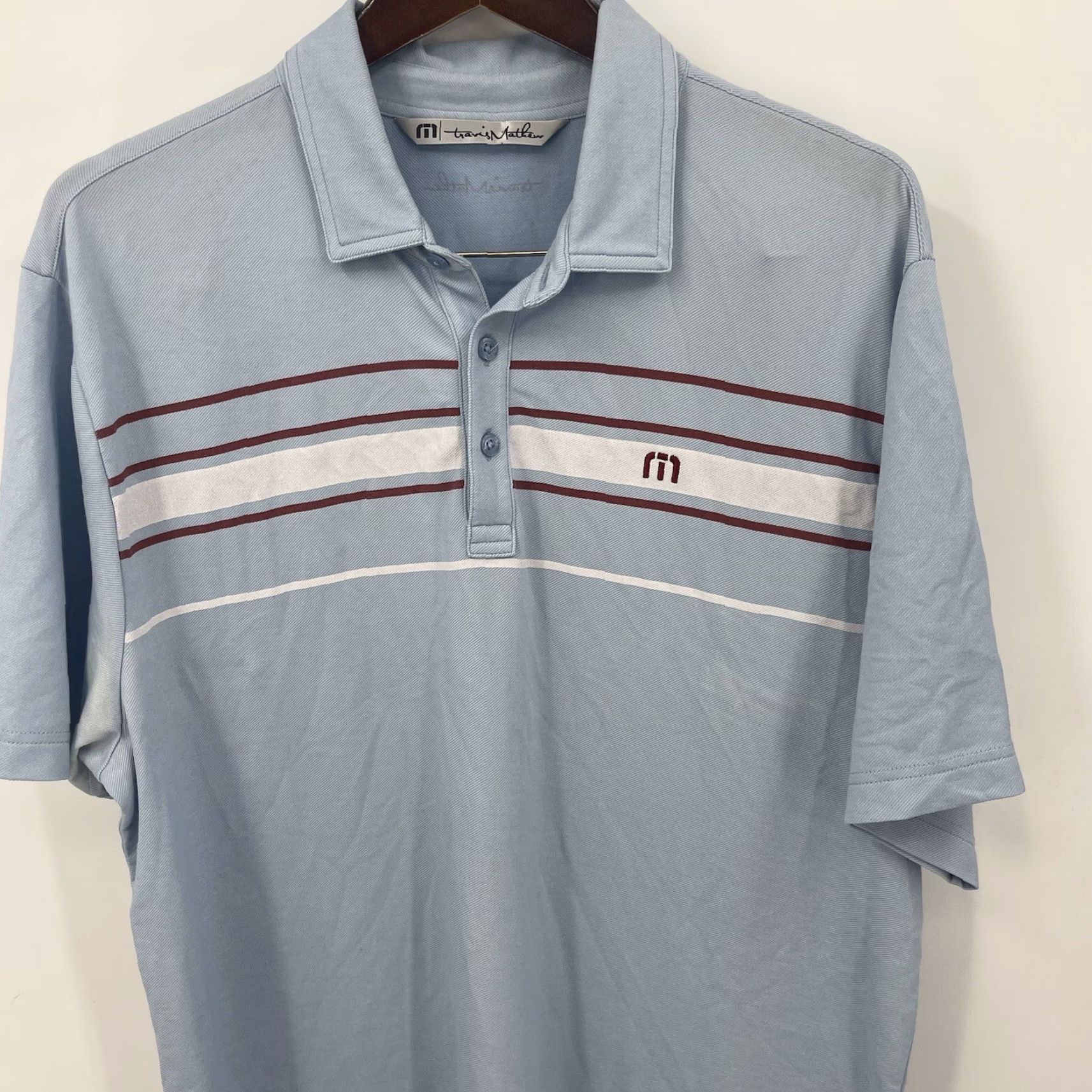 TravisMathew Travis Mathew Shirt Men Large Blue Striped Short Sleeve Collared Logo Size US L / EU 52-54 / 3 - 2 Thumbnail