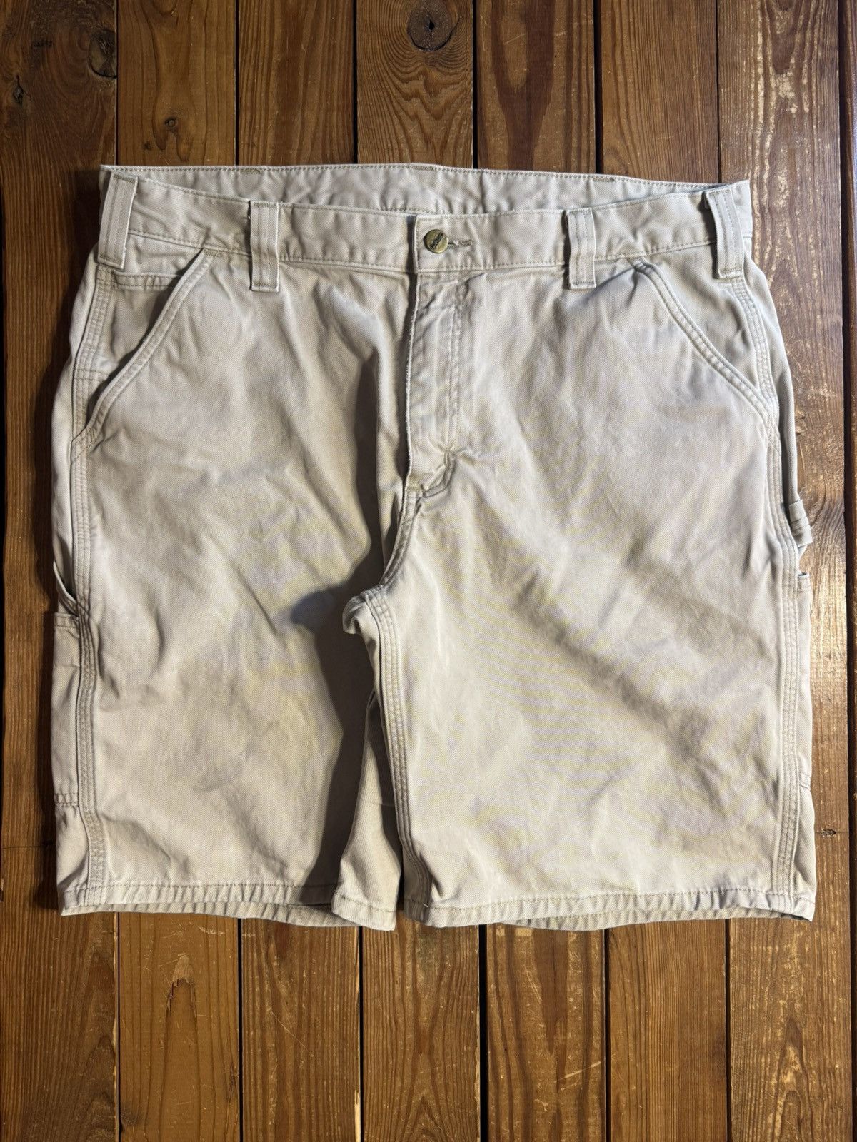 Carhartt Vintage Y2K Carhartt Tan Grey Work Shorts Size US 36 / EU 52 - 2 Thumbnail