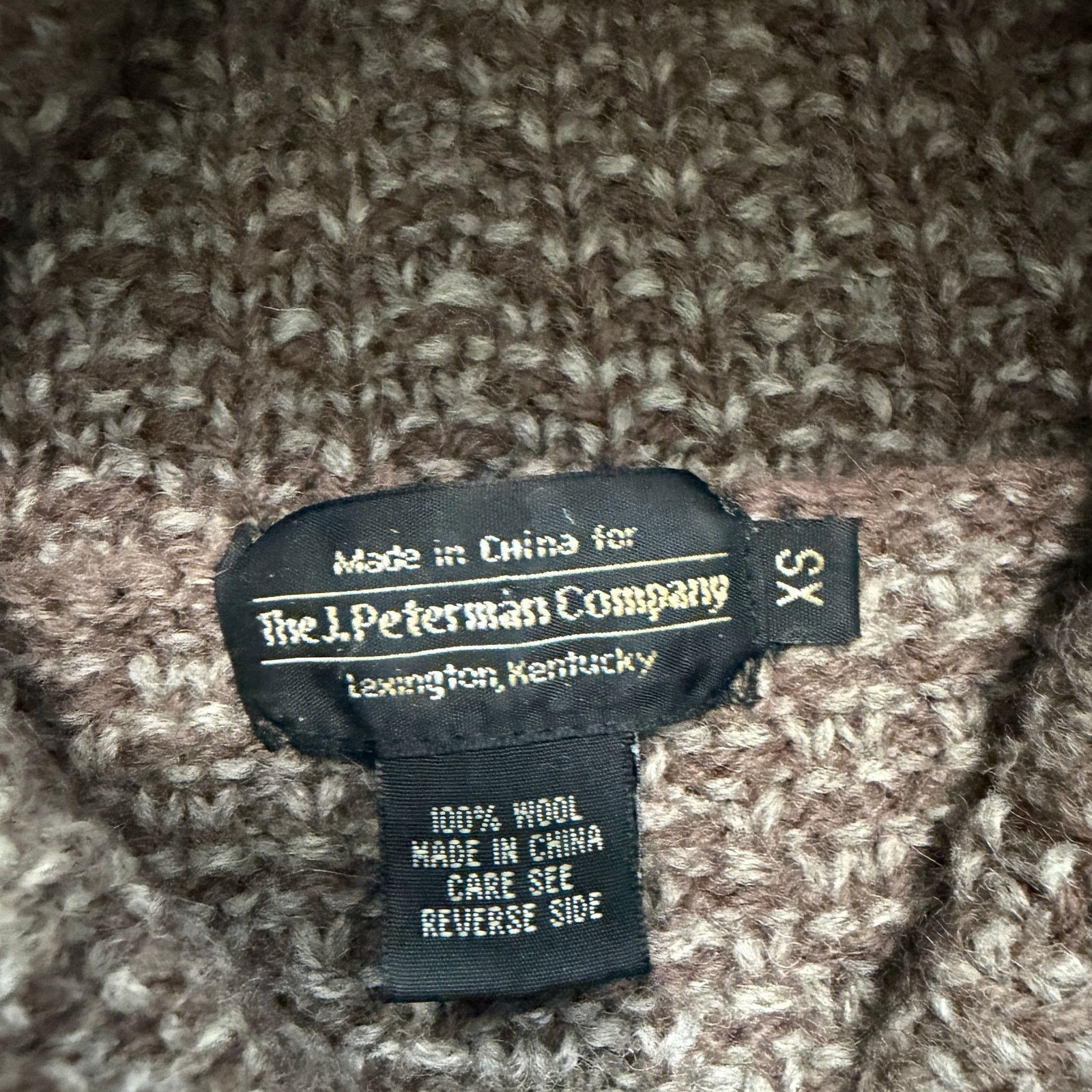 Vintage J Peterman 100% Wool Sweater Size Extra Small CS Brown Knit Size XS / US 0-2 / IT 36-38 - 4 Thumbnail