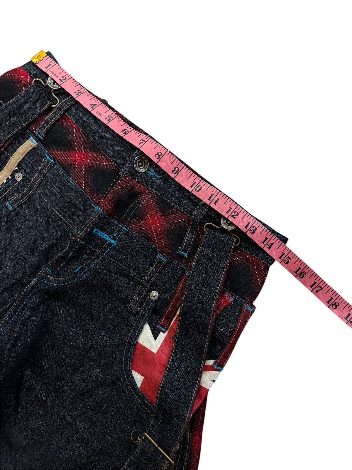 Japanese Brand JAPANESE DESIGN DOUBLE WAIST CURVED PUNK STYLE DENIM JEANS Size US 29 - 19 Thumbnail