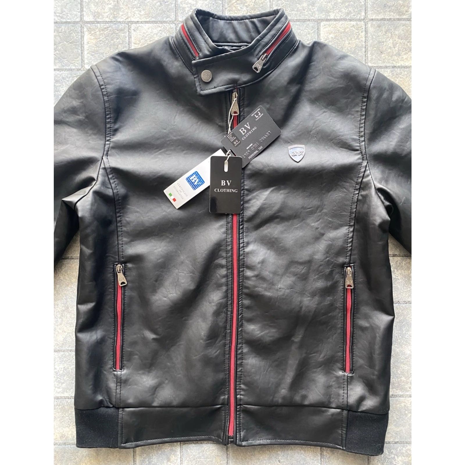 Vintage BV clothing Black Faux Leather Jacket Men's S Motorcycle Jacket NWT Black Faux Leather Jacket Size S NWT Size US S / EU 44-46 / 1 - 2 Thumbnail
