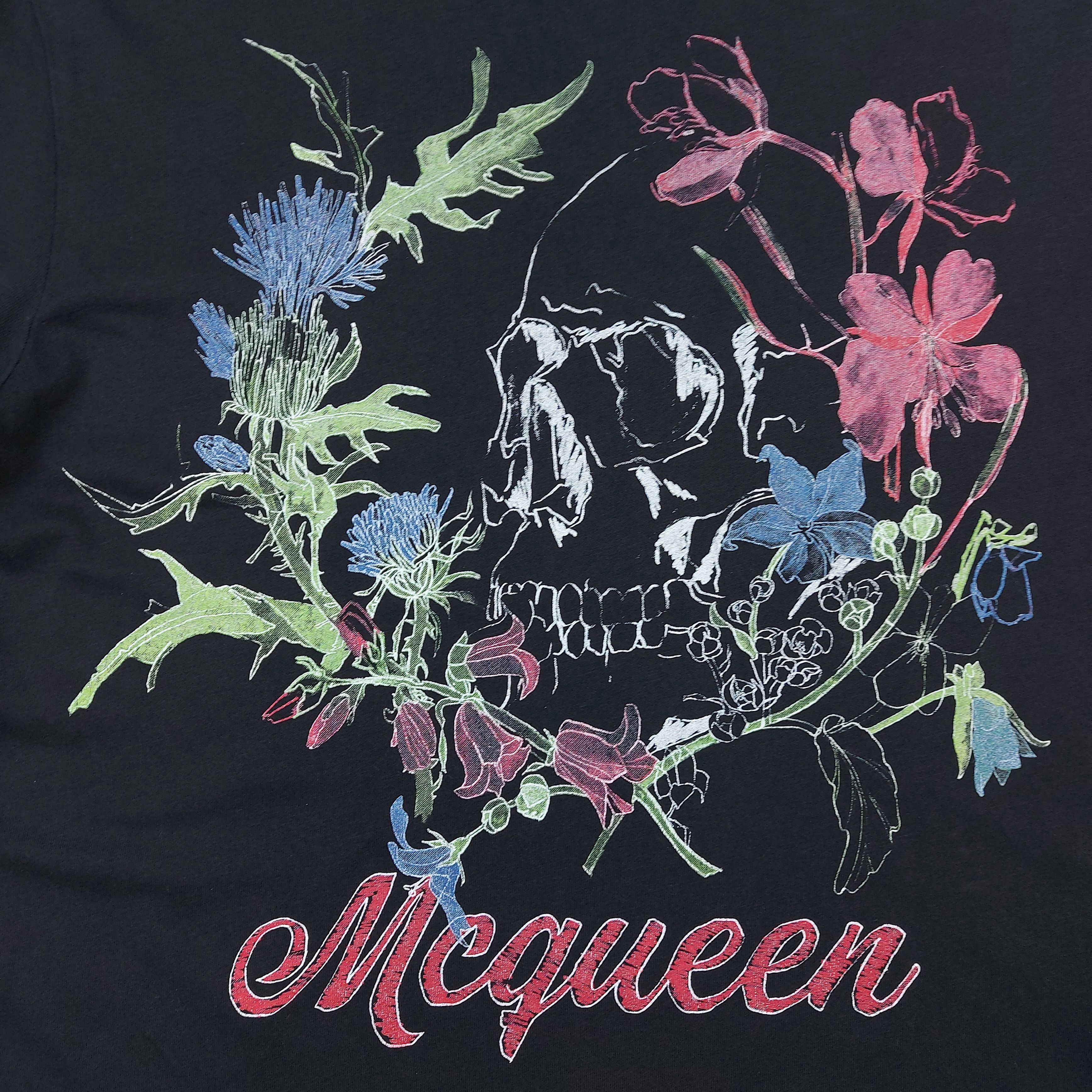 Alexander McQueen Alexander McQueen Brand Skull Floral Crown TEE 622100 0901 Size US S / EU 44-46 / 1 - 2 Thumbnail