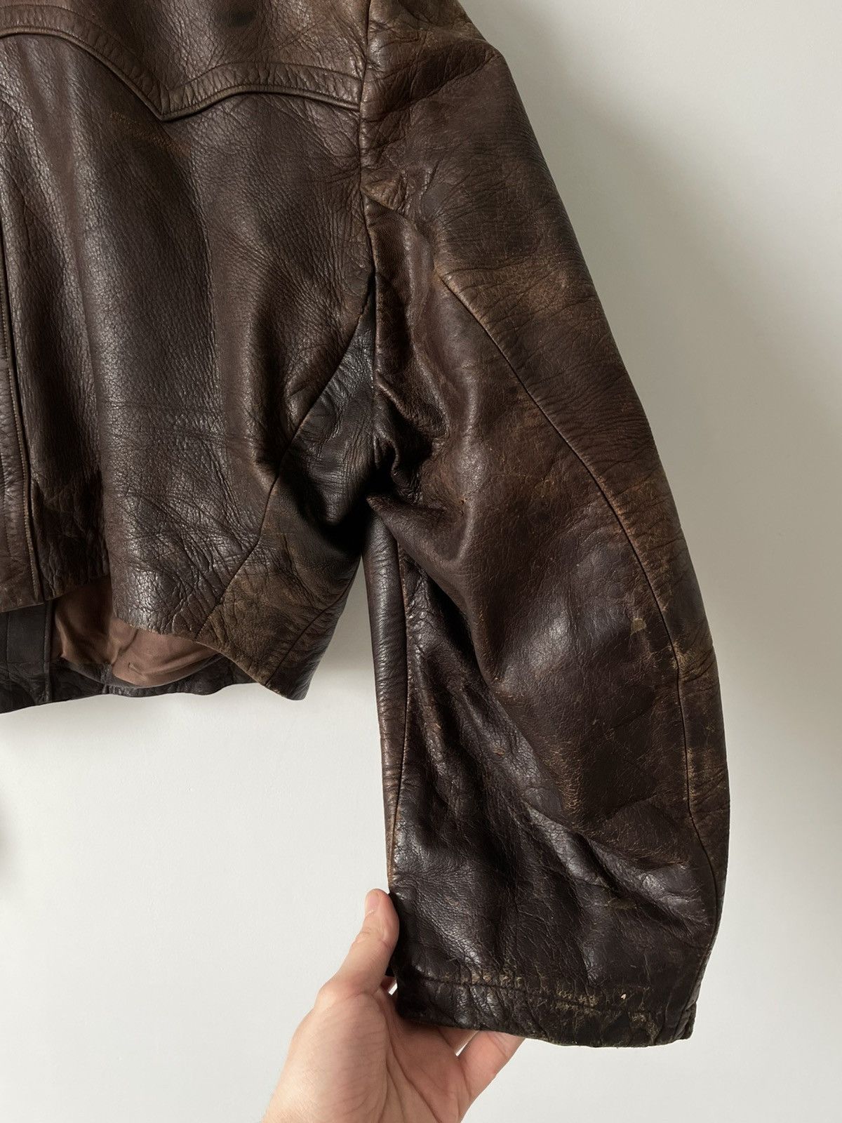 Vintage Vintage 1950's Germany Cowhide Leather Cropped Moto Jacket Size US L / EU 52-54 / 3 - 11 Thumbnail