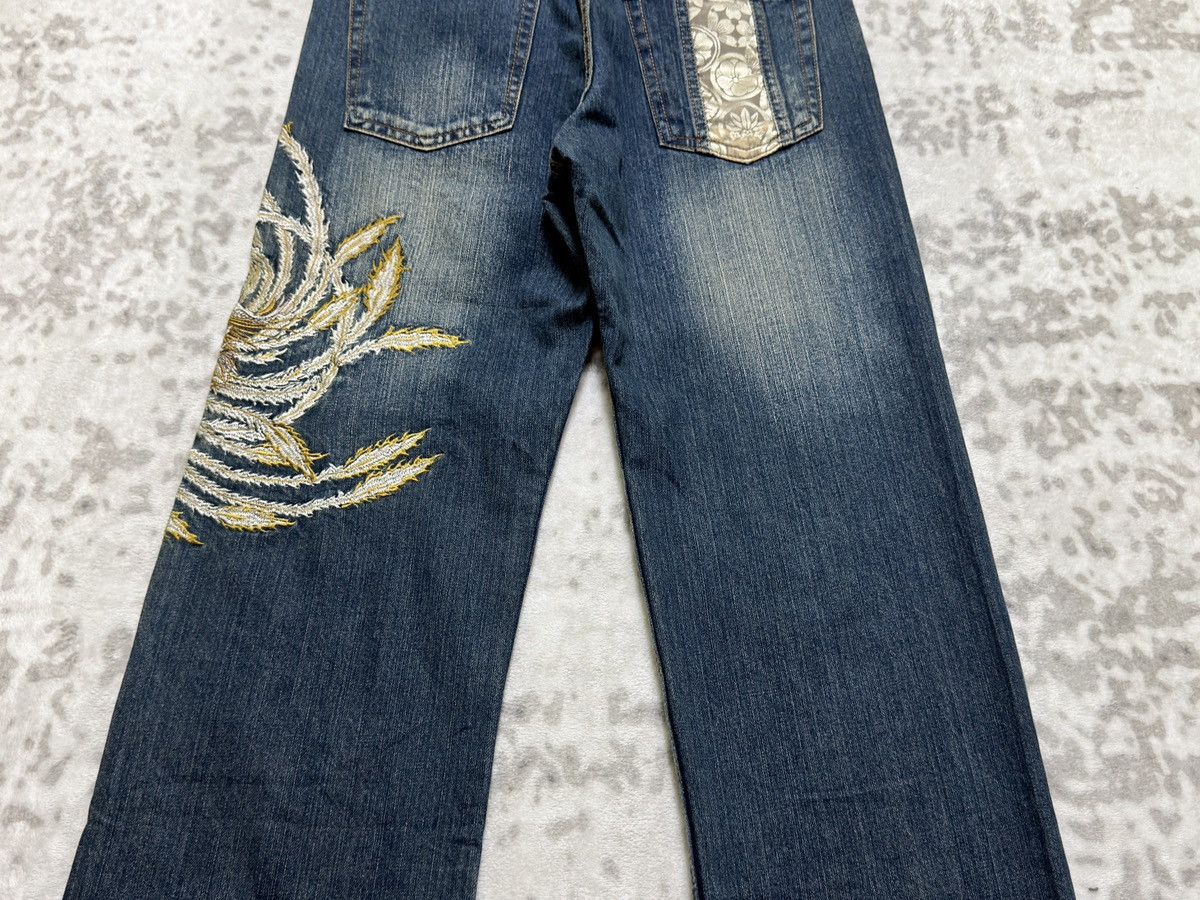 Karakuri Tamashii Bouten Shoten Phoenix Embroidered Straight Fit Denim Jeans Size US 31 - 14 Thumbnail