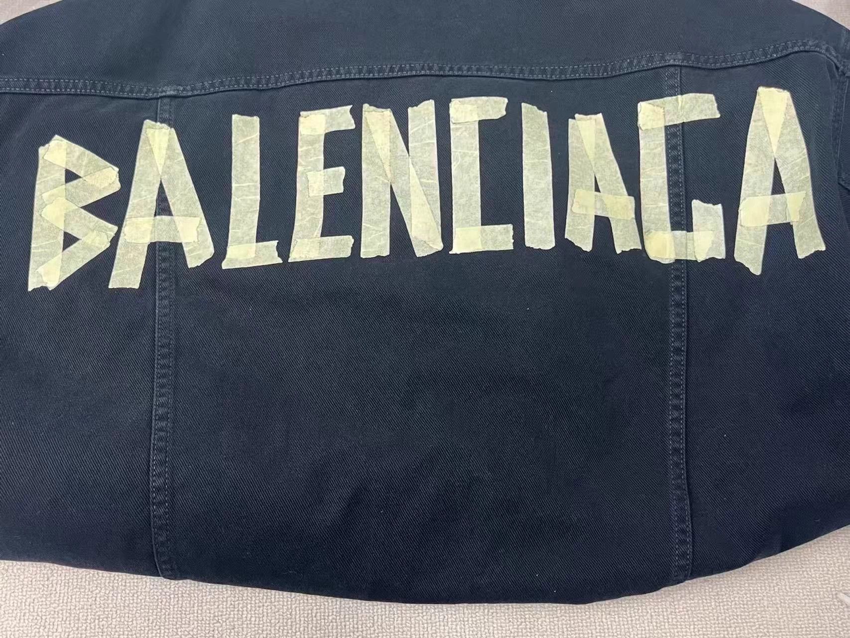 Balenciaga Balenciaga Logo Print Denim Jacket Blue Men's Size 1 Size US L / EU 52-54 / 3 - 3 Thumbnail