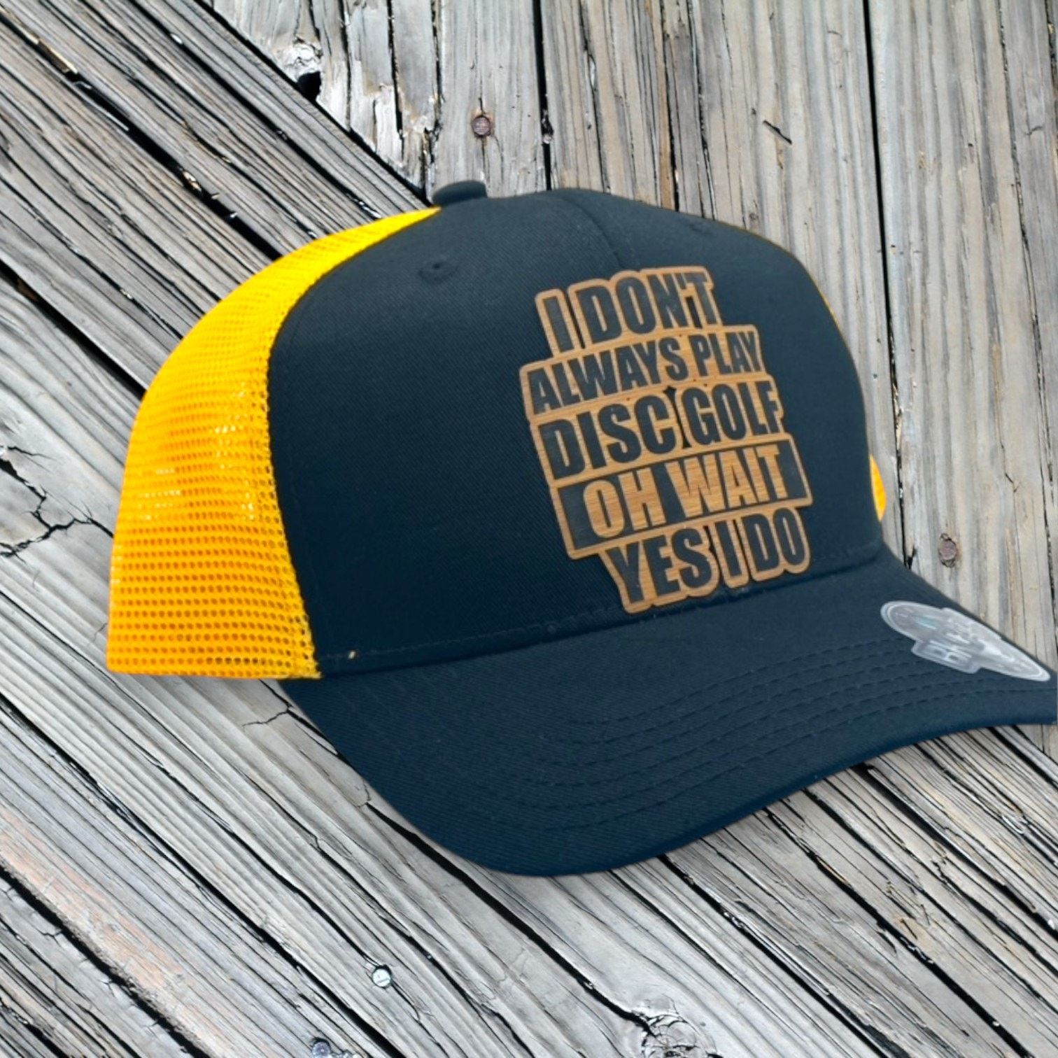 The Unbranded Brand Disc Golf Leather Patch Hat Trucker Hat Always Disc Golfing Size ONE SIZE - 3 Thumbnail