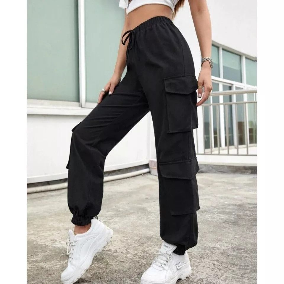 The Unbranded Brand Multi-Pocket Trousers High Waist Joggers Size 26" / US 2 / IT 38 - 2 Thumbnail