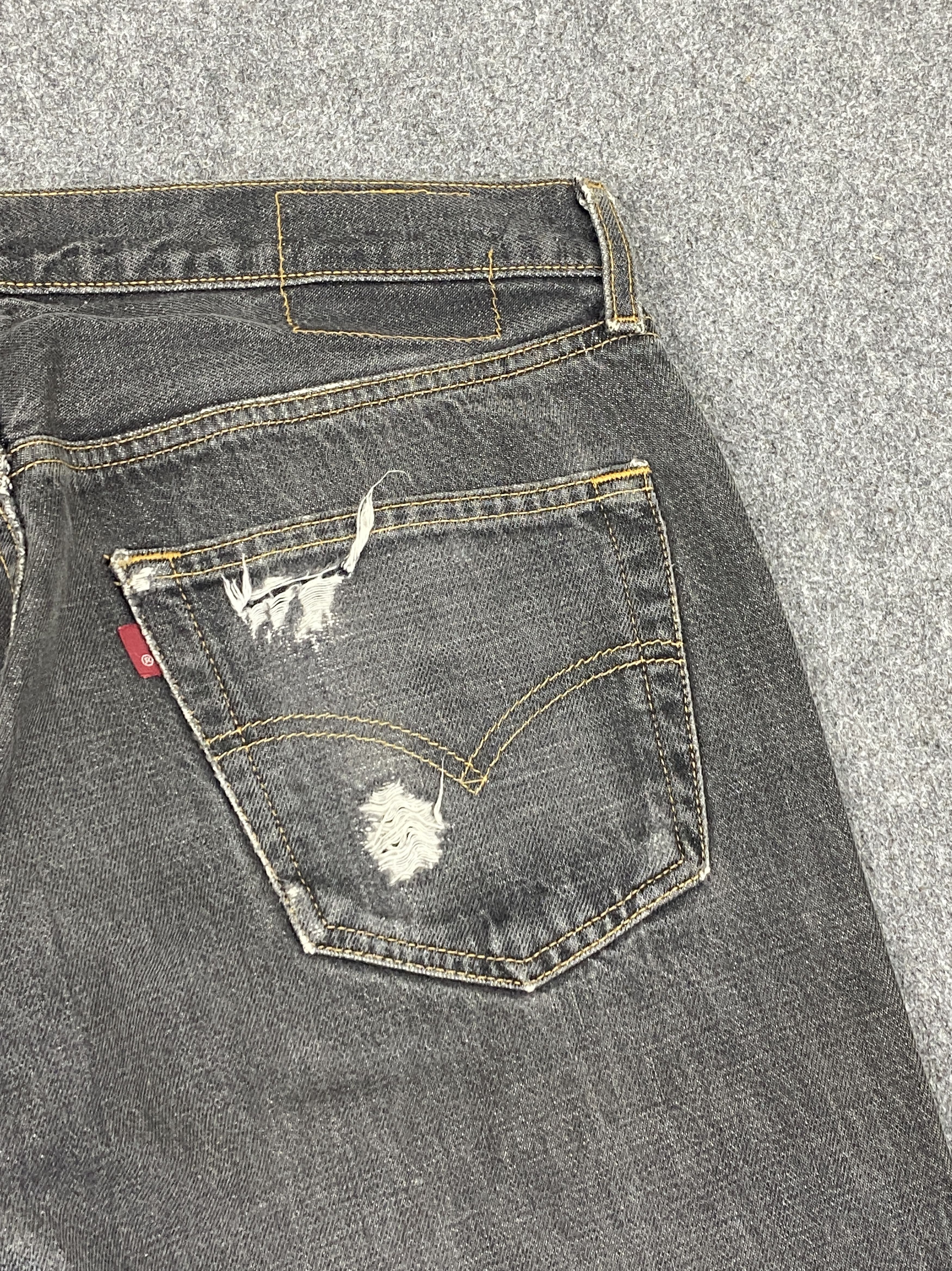 Levi's Vintage 90s Levis 501 Distressed Faded Black Jeans Size US 33 - 16 Thumbnail